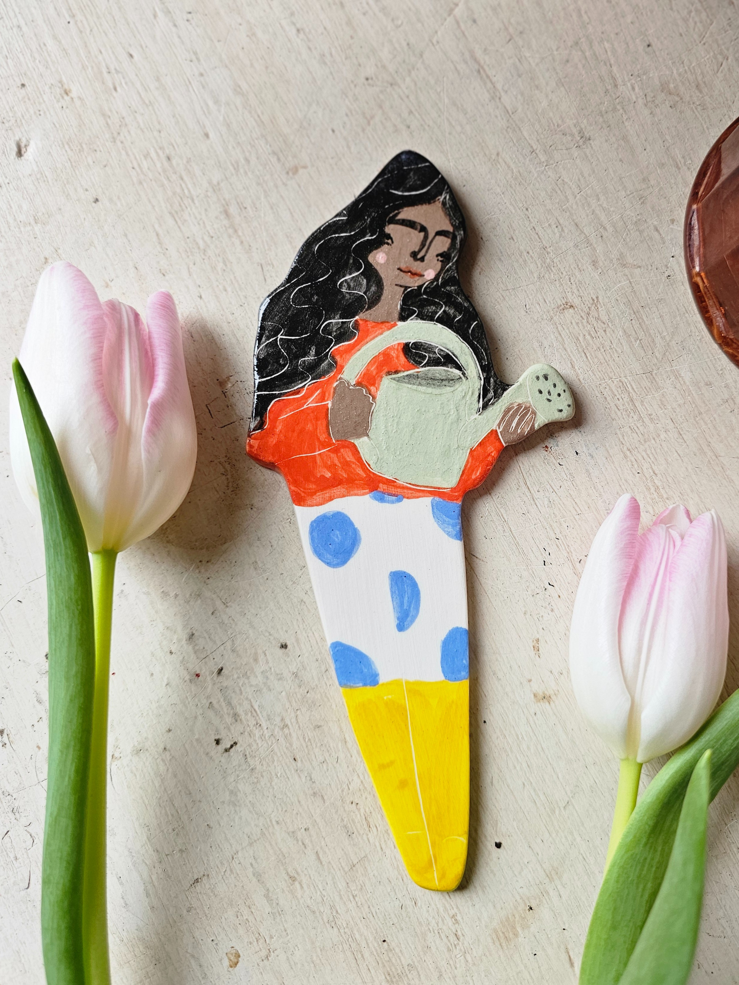 Made to order: Yolanda watering ceramic plant friend marker
