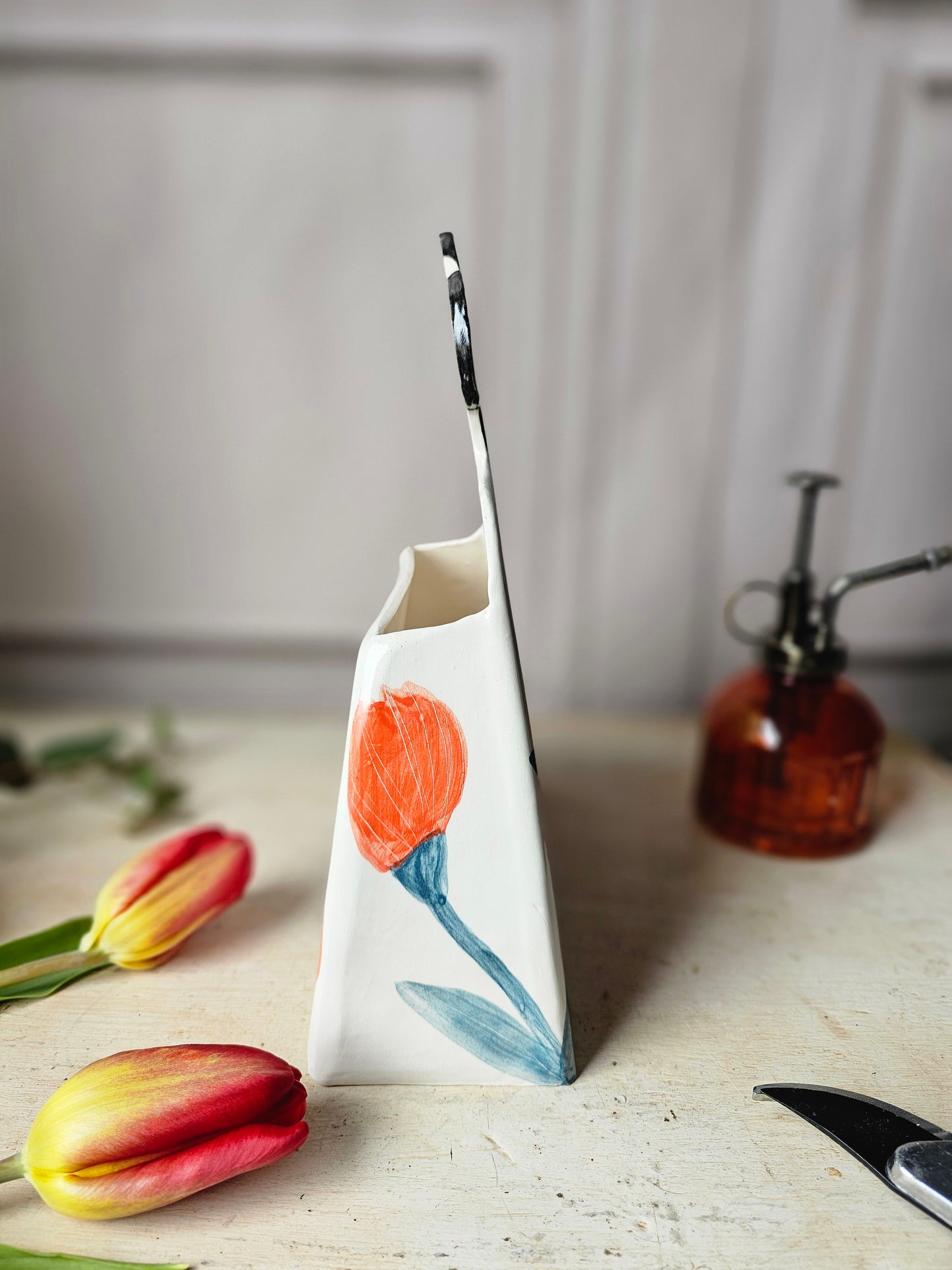 Made to order: Dorothy handmade ceramic large vase red flowers - As featured in Country Living Magazine