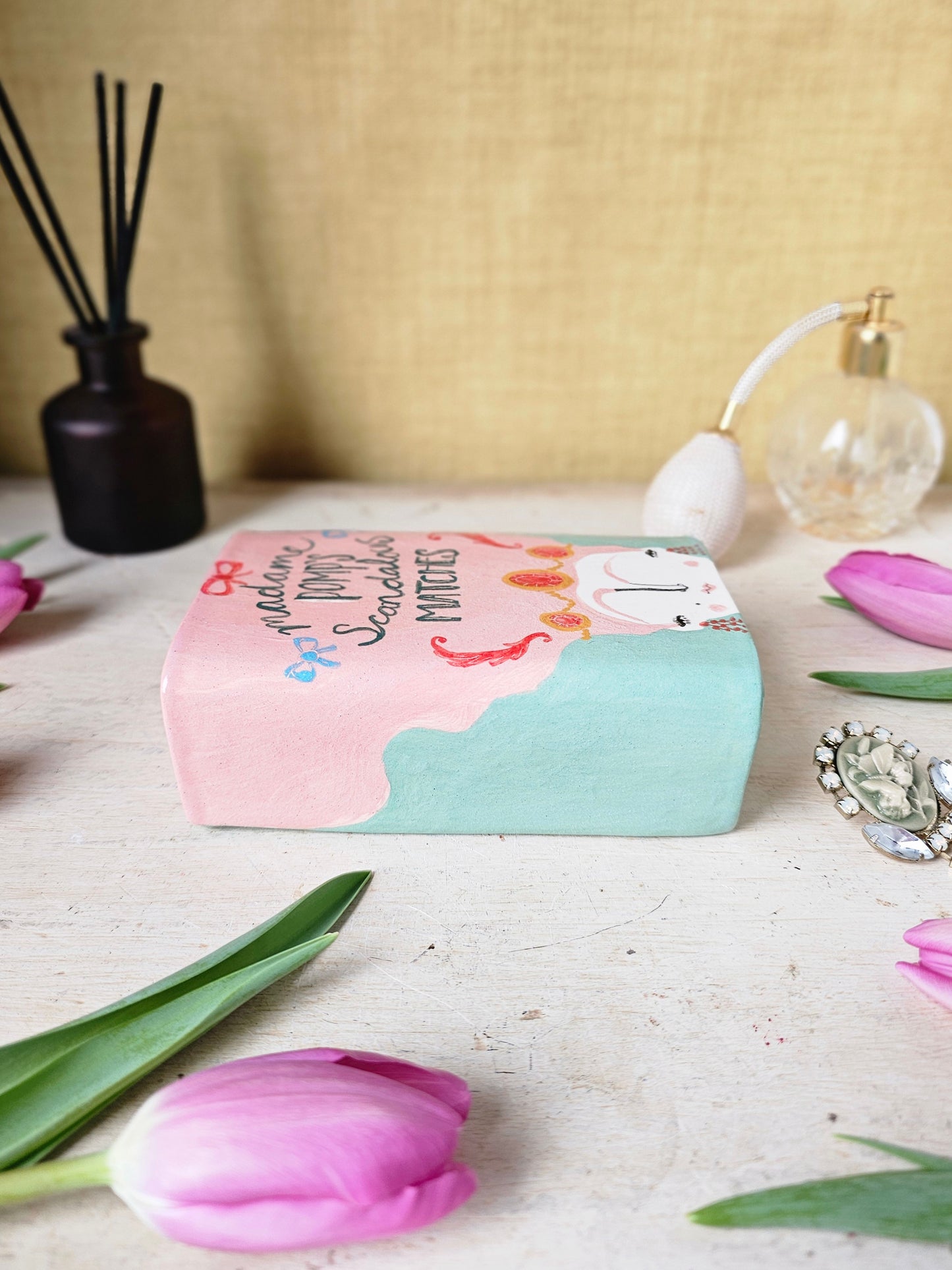 Made to order: Madame Pomp handmade ceramic large matchbox