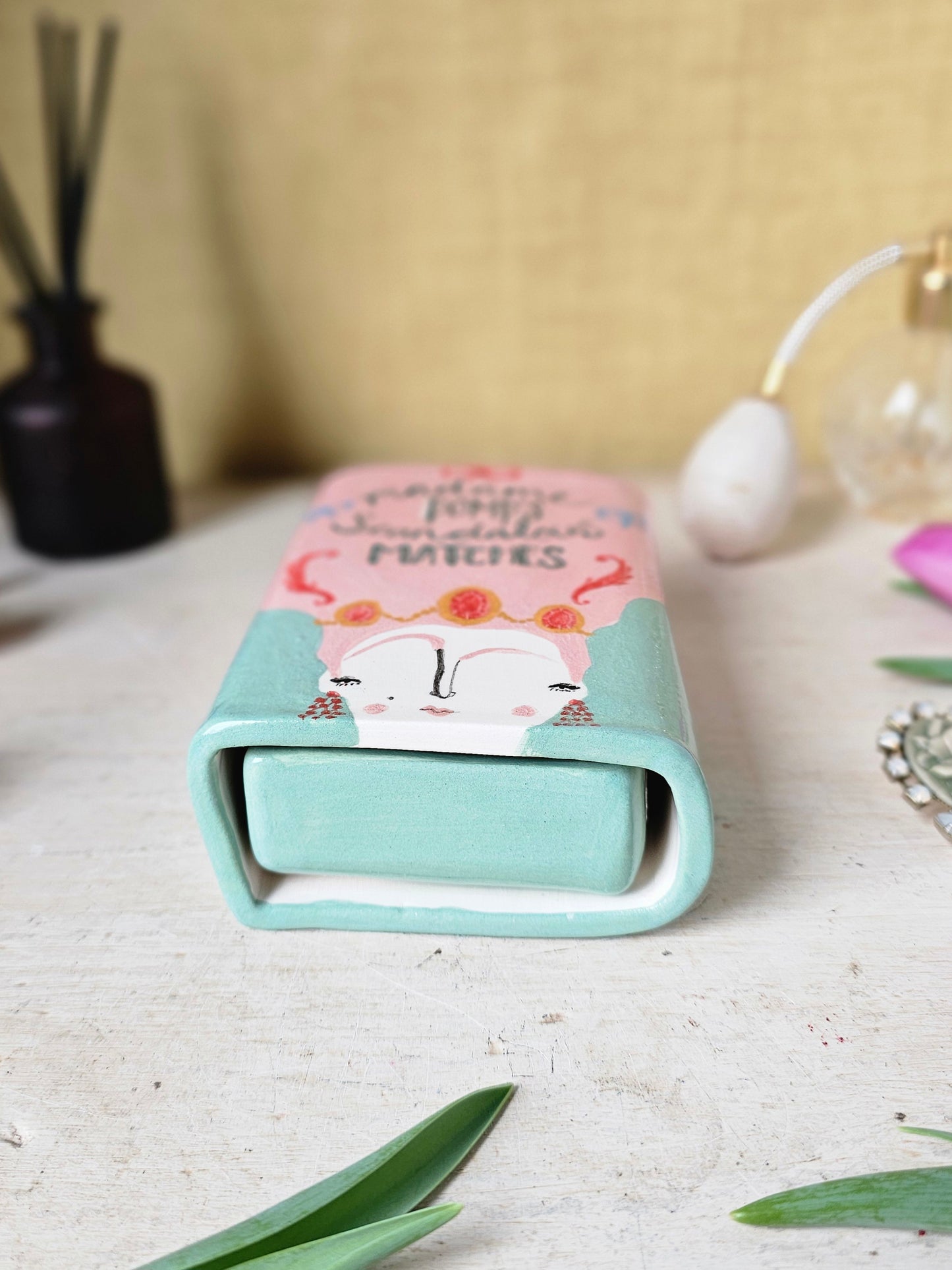 Made to order: Madame Pomp handmade ceramic large matchbox
