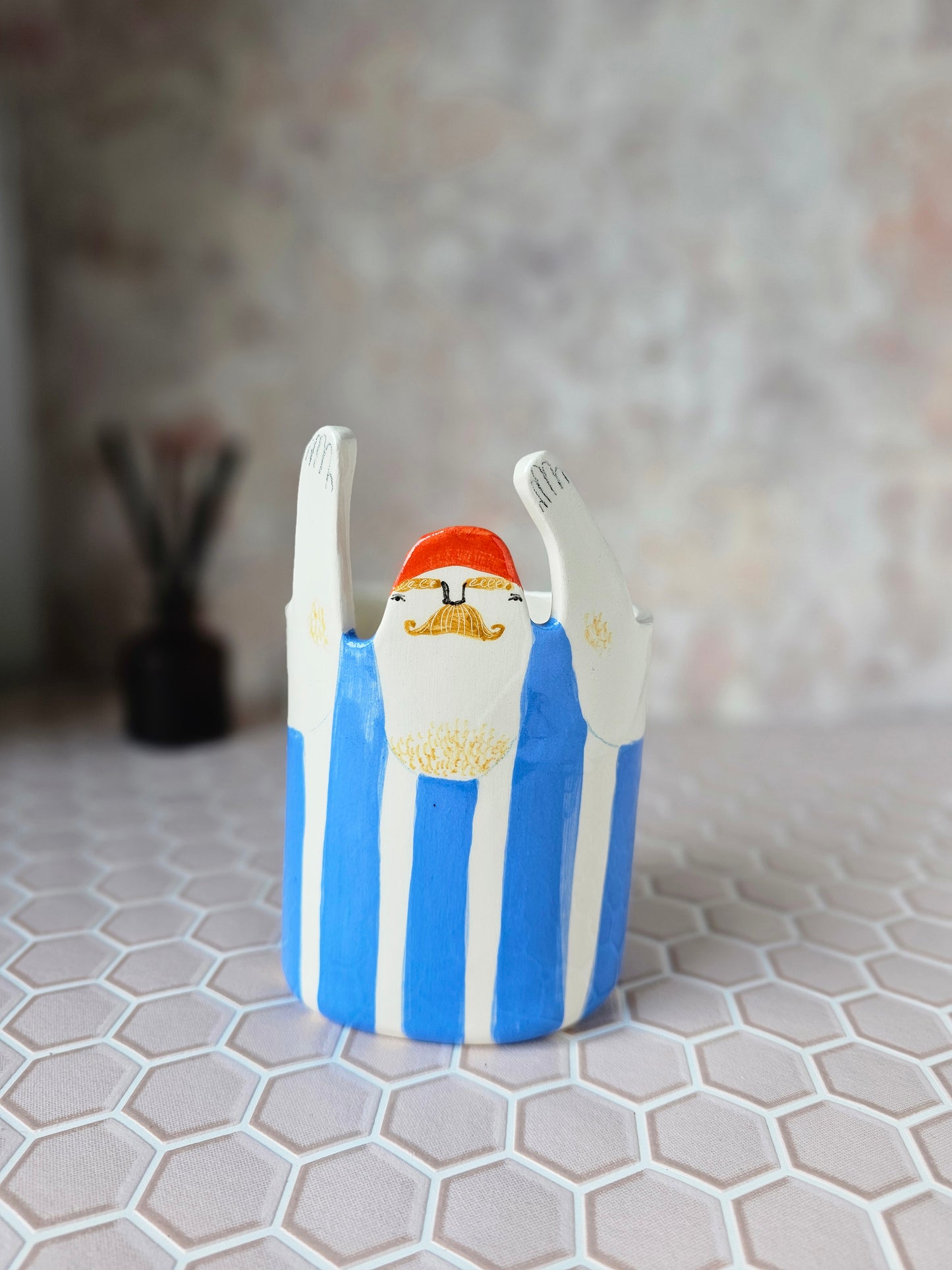 Made to order: Sid the swimmer handmade ceramic pot toothbrush holder