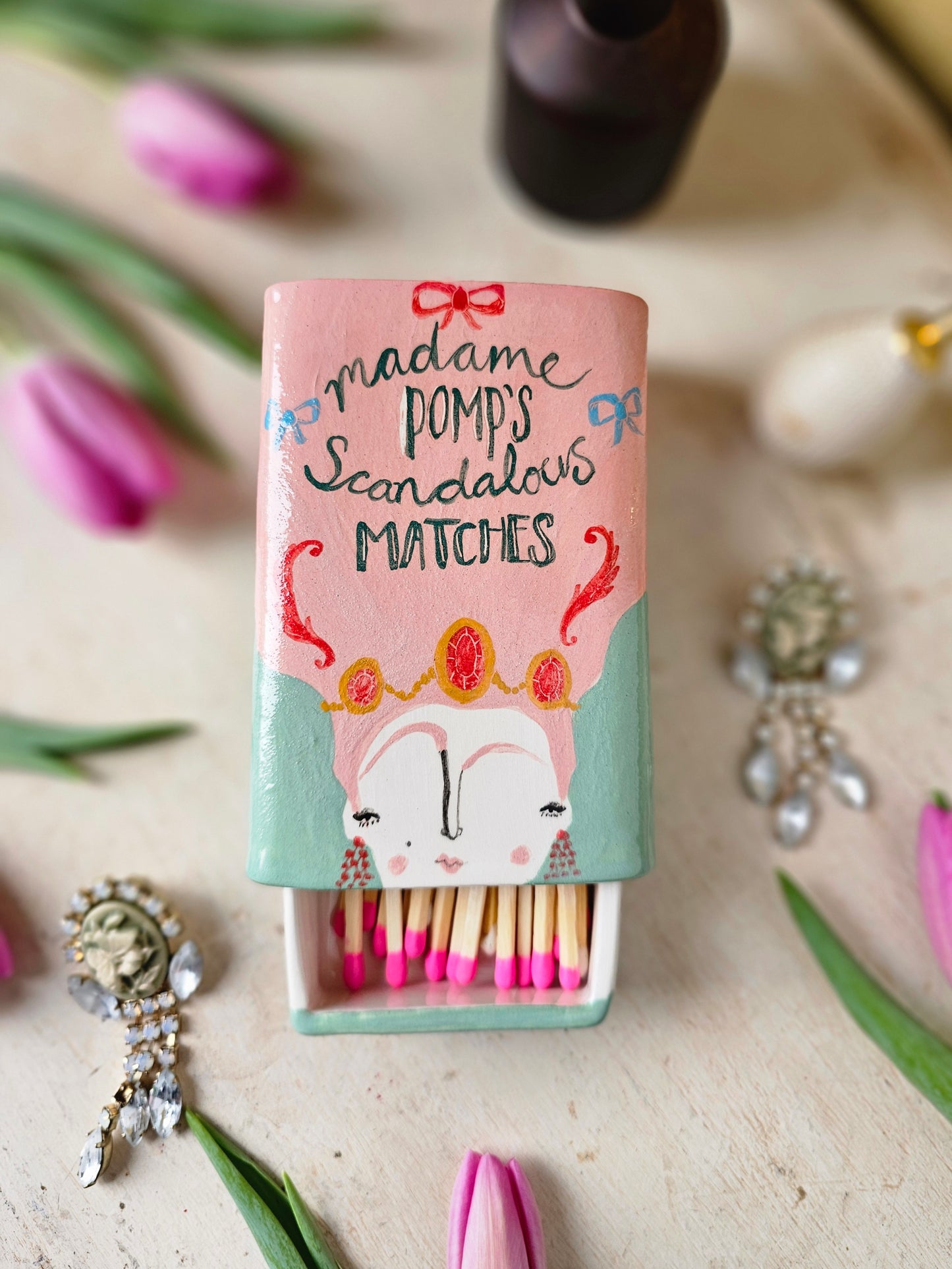 Made to order: Madame Pomp handmade ceramic large matchbox