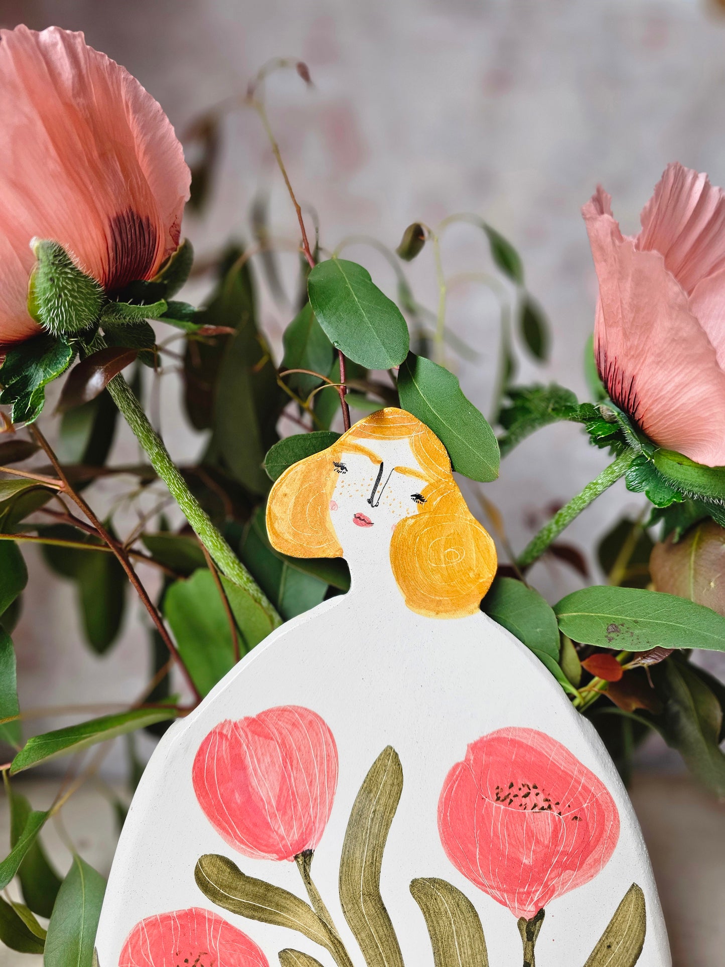 Made to order: Marigold handmade ceramic large vase pink flowers