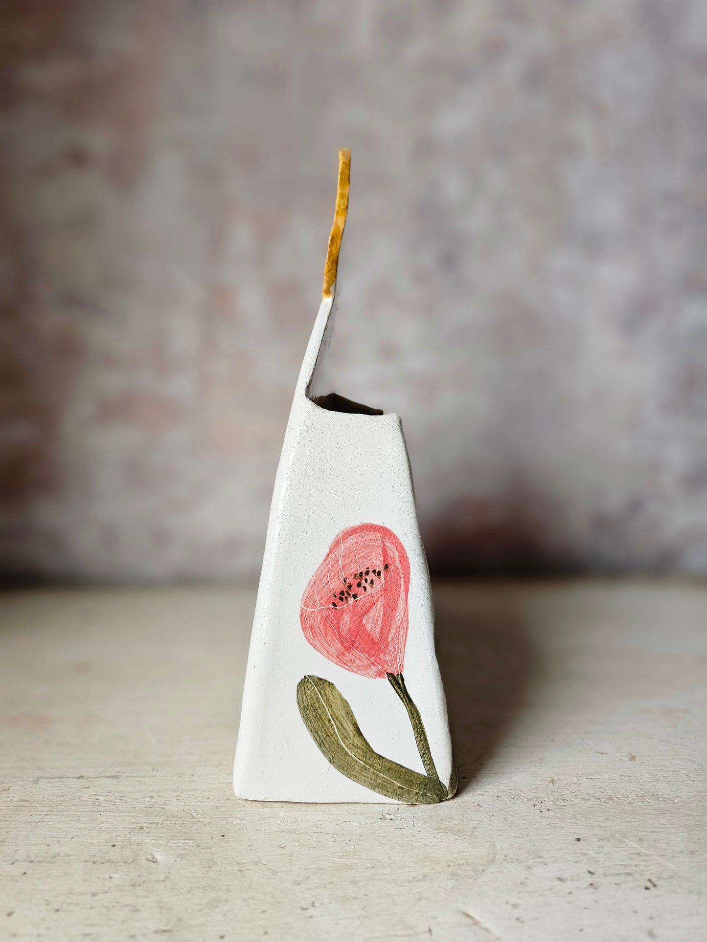 Made to order: Marigold handmade ceramic large vase pink flowers