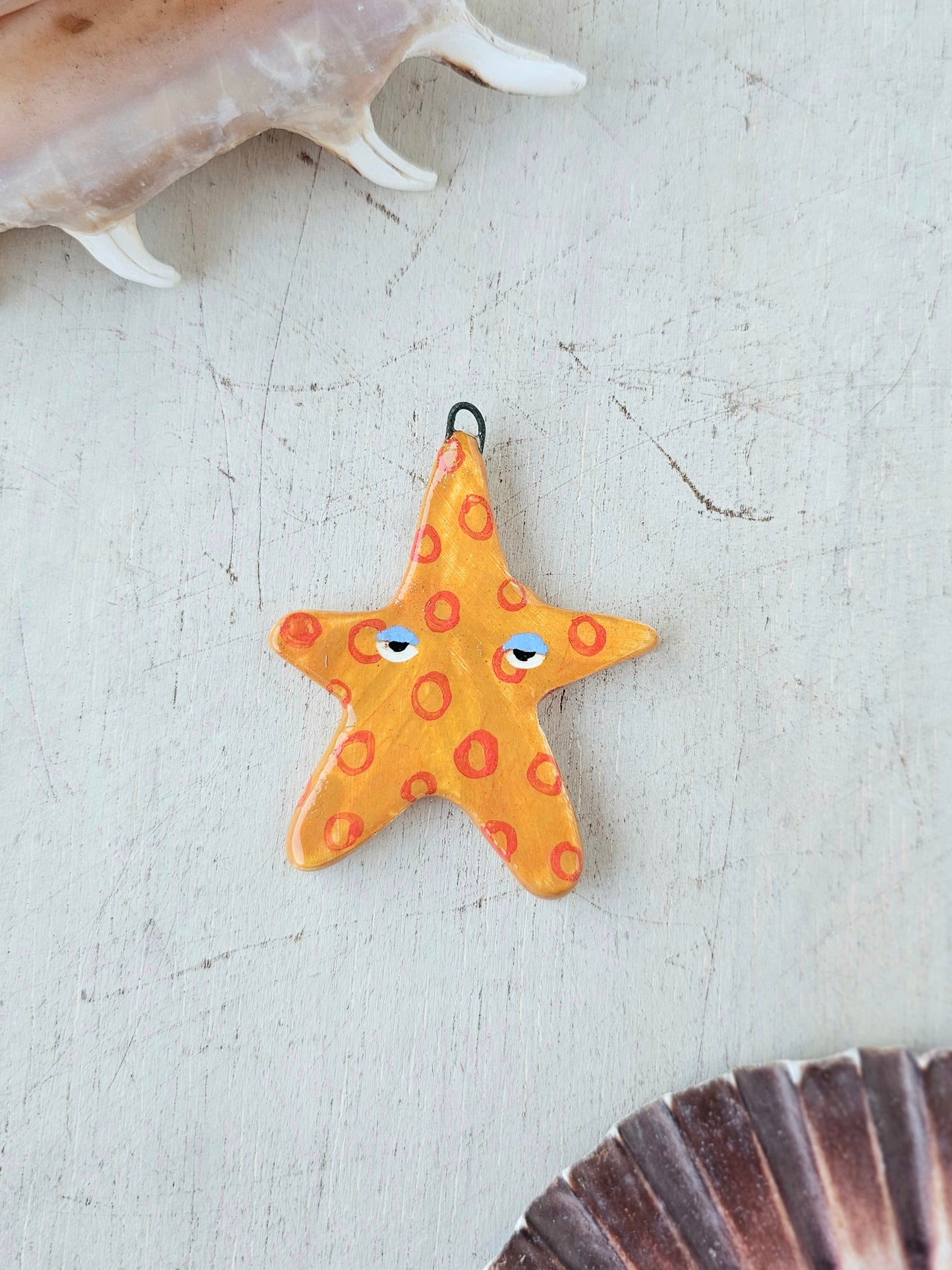 Sassy starfish hand crafted ceramic wall hanging decoration