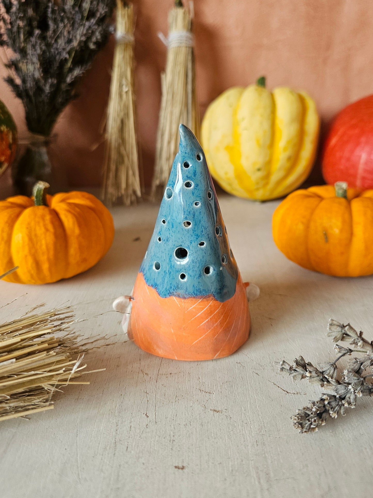 Luna Hex, witch, starlight Halloween ceramic lantern