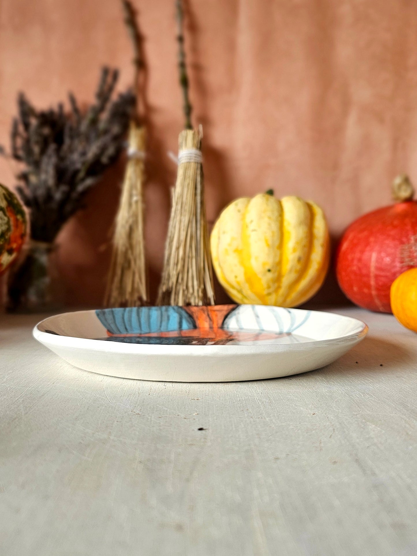 Pawothello the Halloween cat handmade ceramic, decorative plate