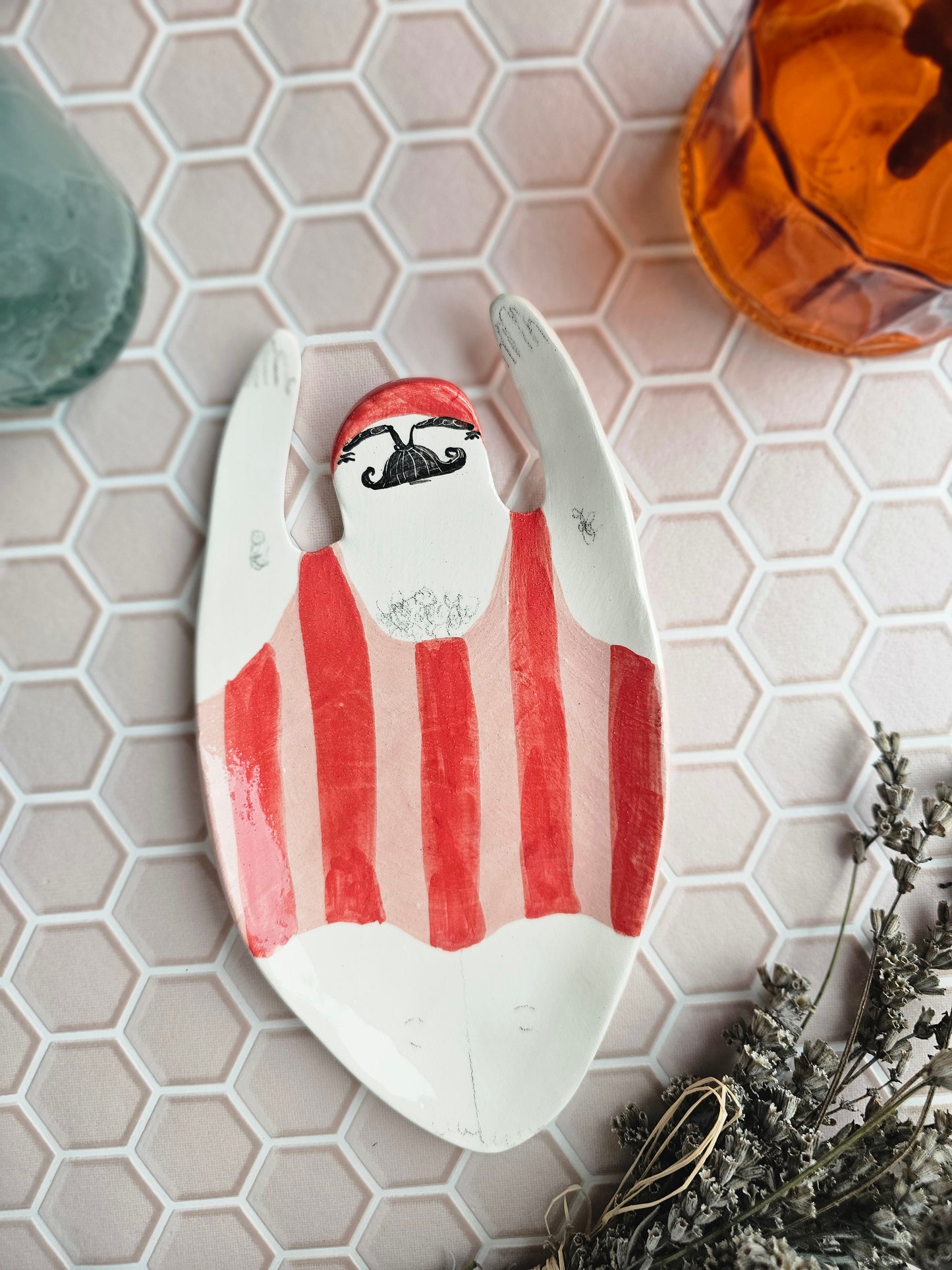 Hector the swimmer handmade ceramic soap dish