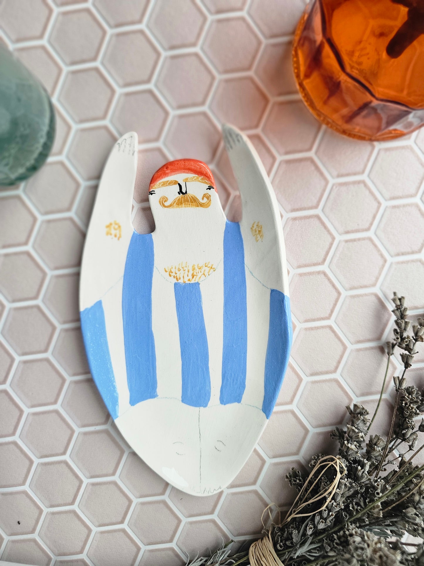 Sid the swimmer handmade ceramic soap dish