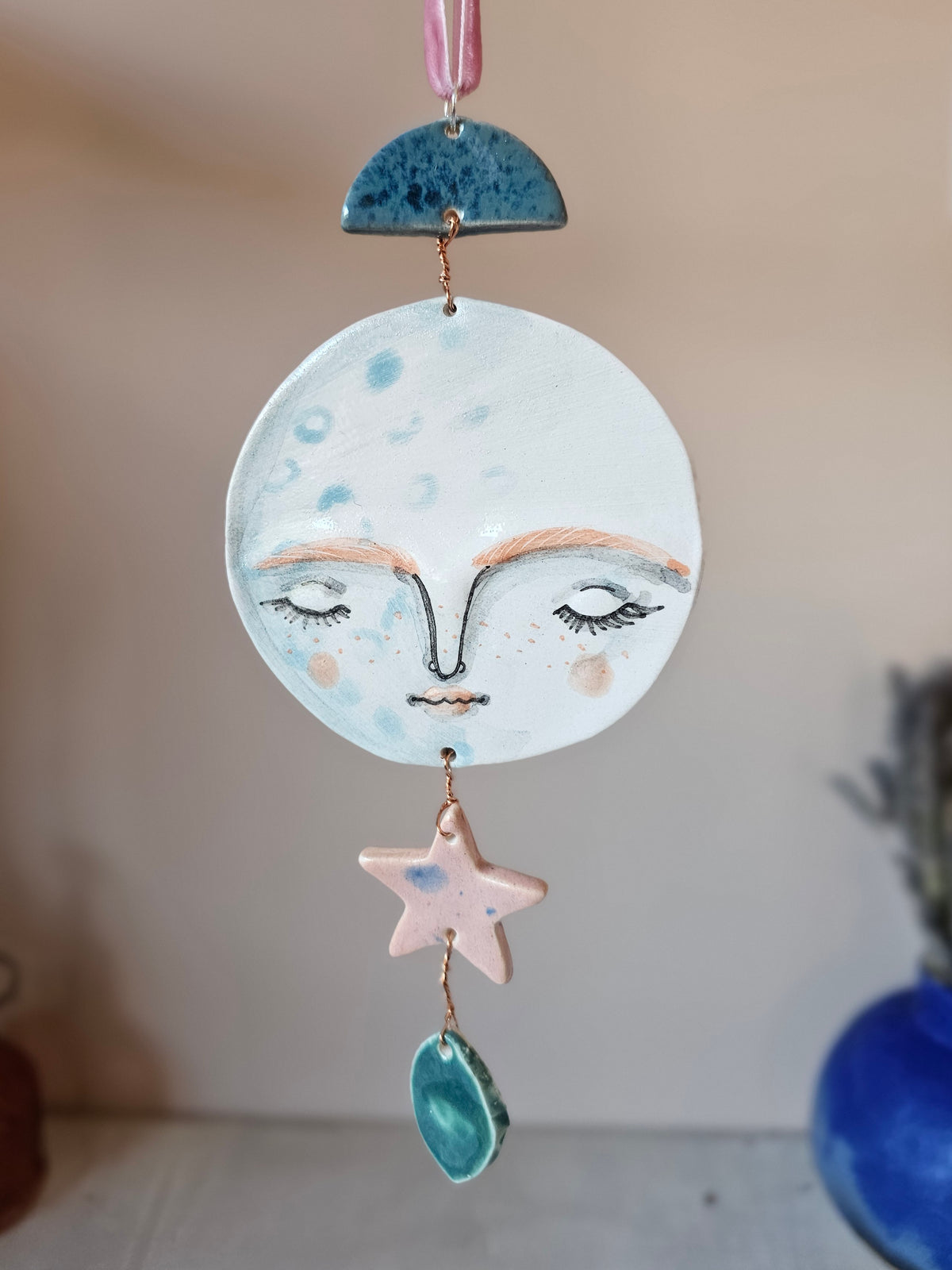 Luna Cloudwhisper — Hand-Painted Ceramic Ornament hanger- made to order