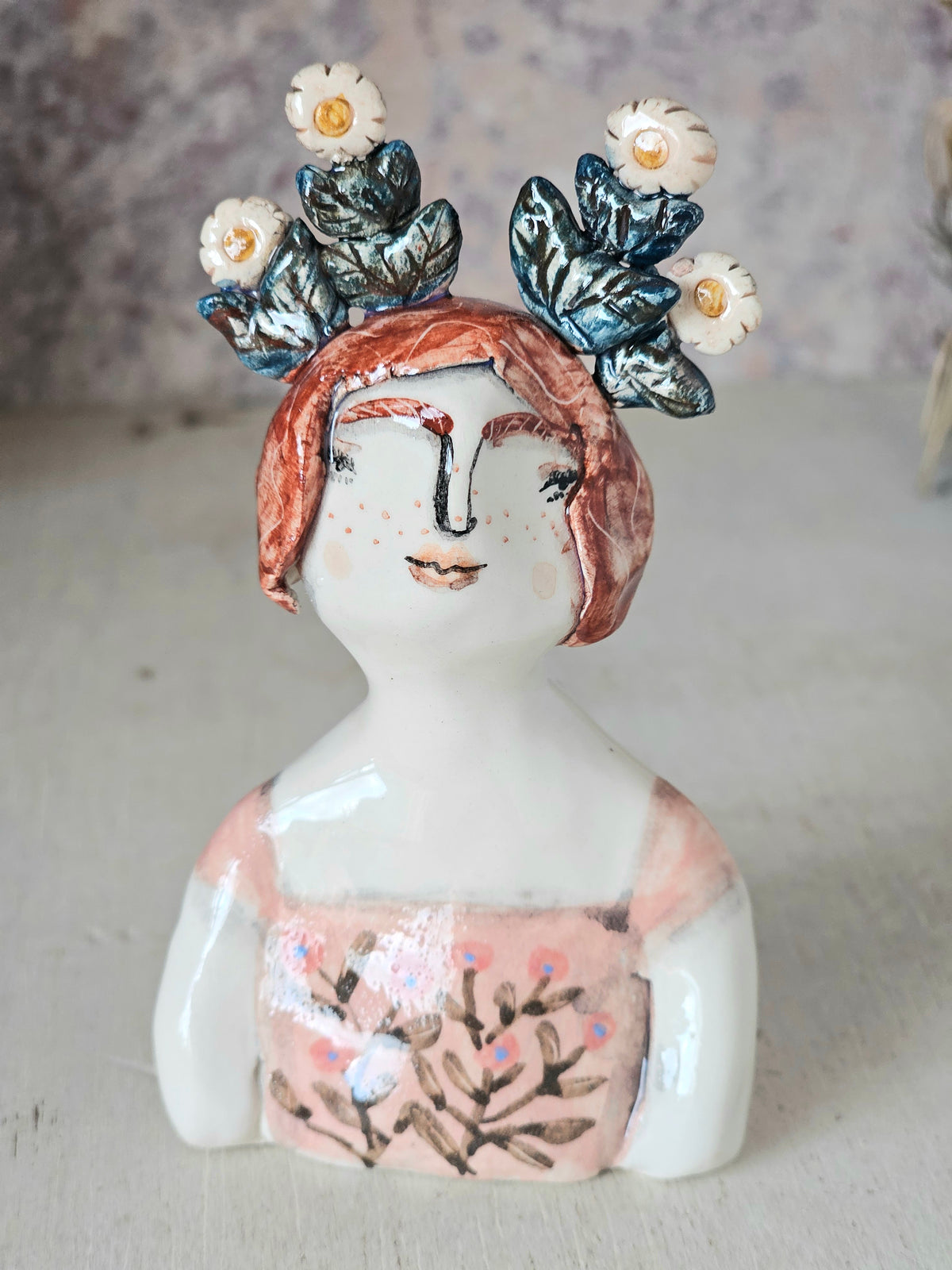 Hazel flower headress handmade ceramic mini sculpture