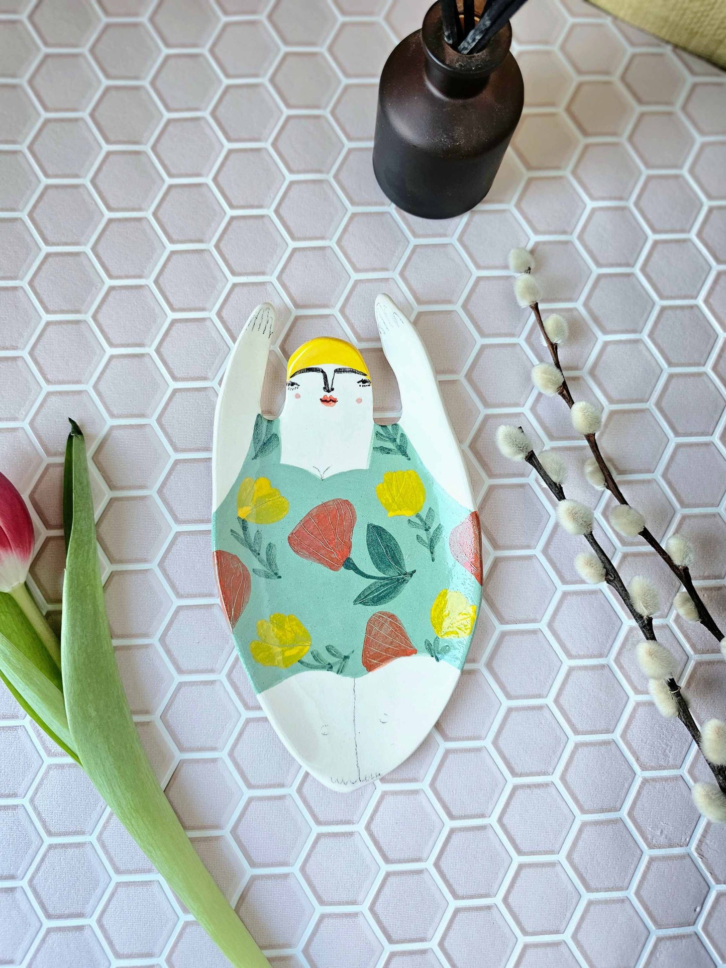 Made to order: Marigold the swimmer handmade ceramic soap dish