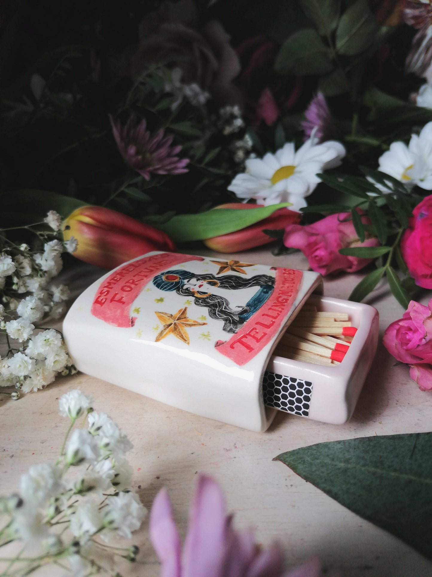 Esmerelda's fortune telling ceramic small matchbox
