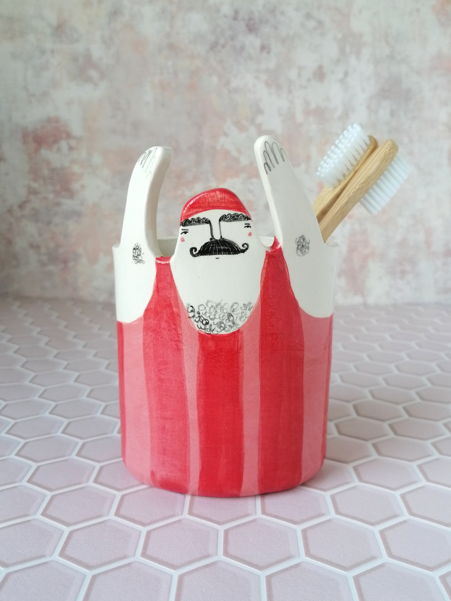 Made to order: Hector the strongman ceramic toothbrush holder