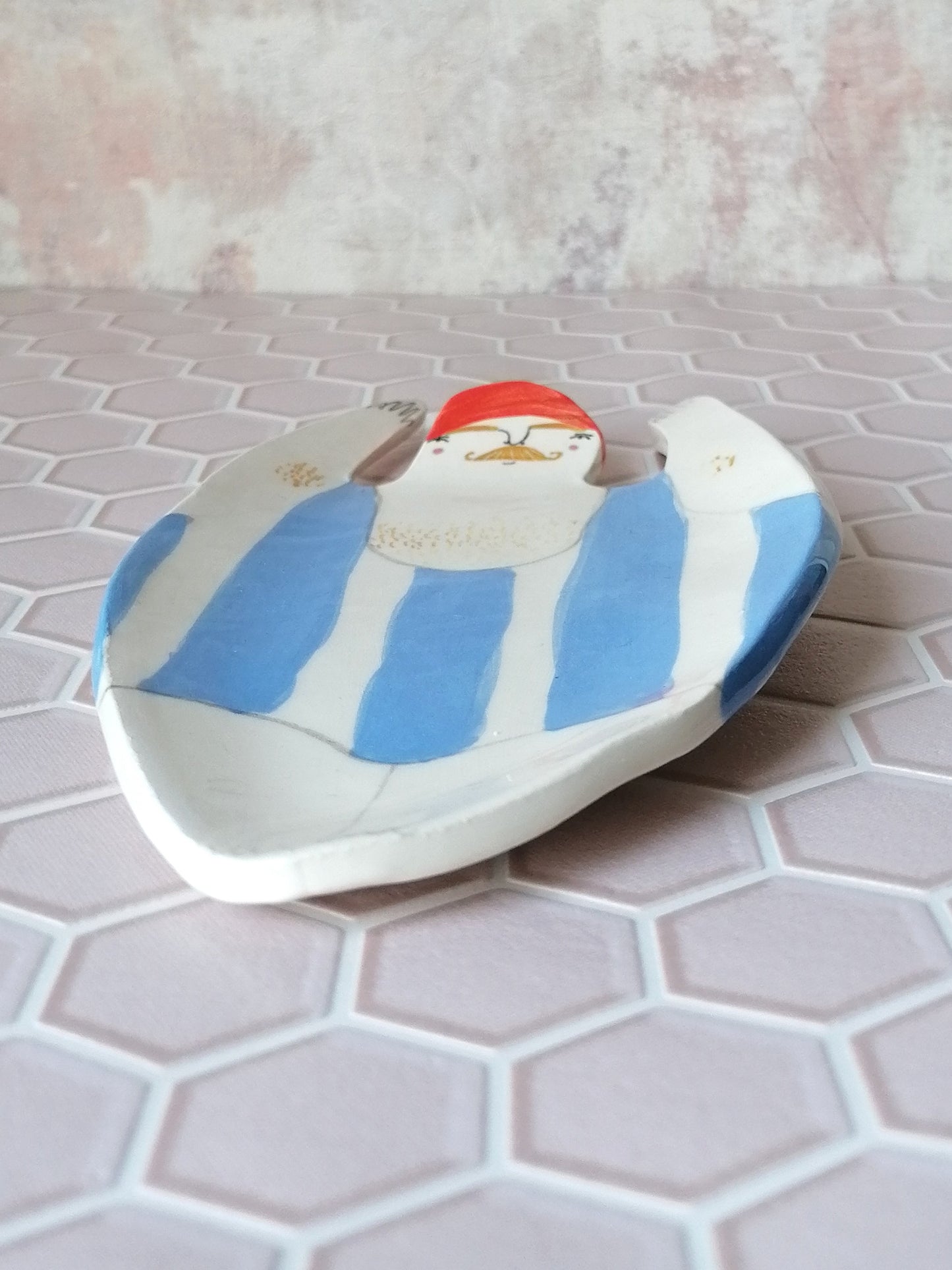 Sid the swimmer handmade ceramic soap dish