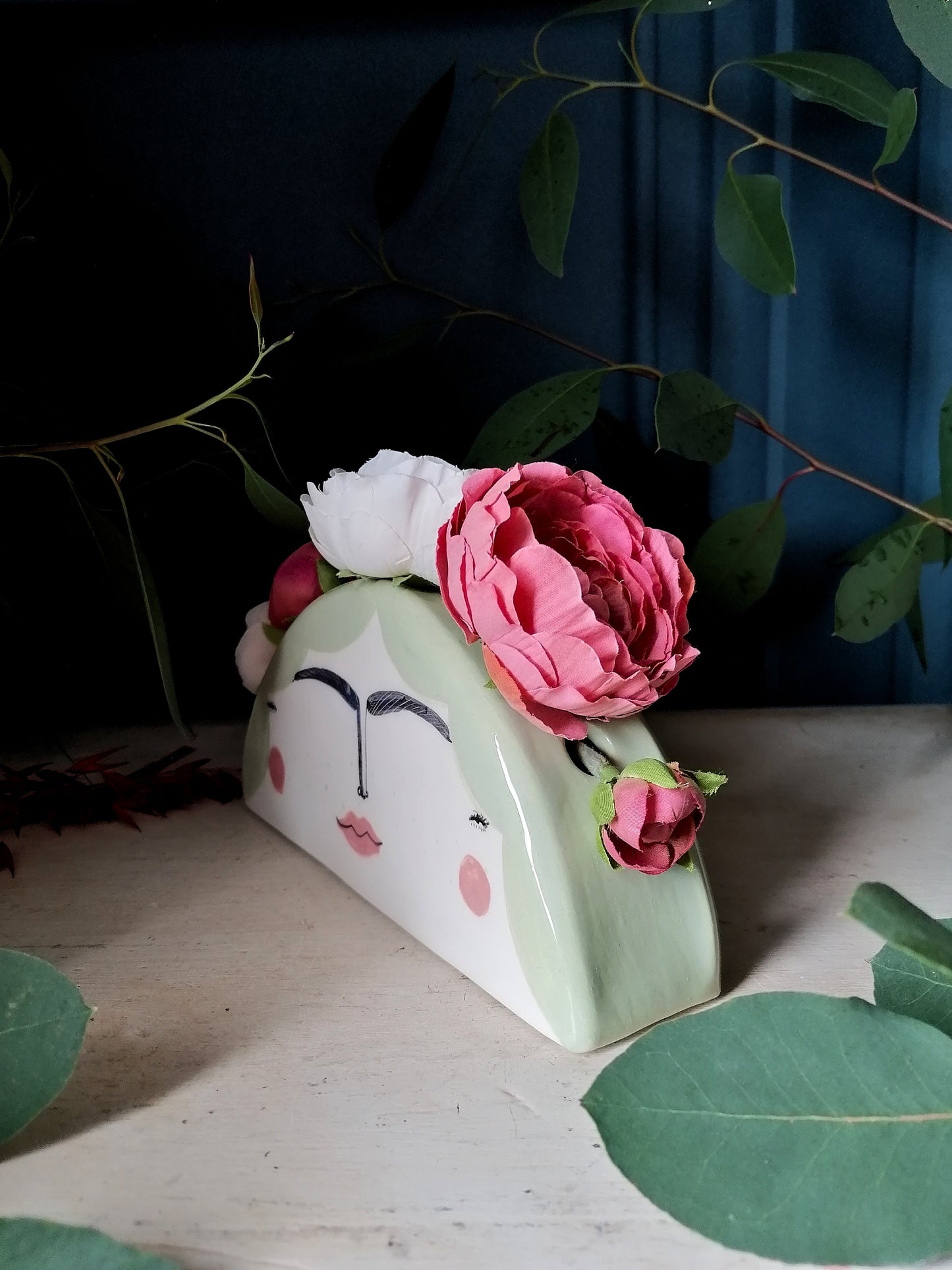 Camellia handmade flower crown ceramic vase