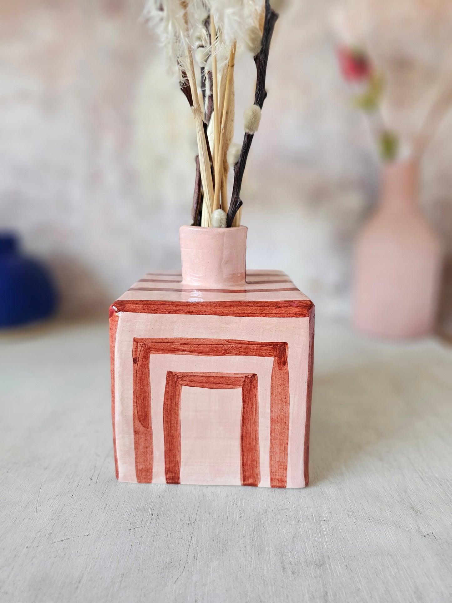 Aunt Fanny's Anti wrinkle cream large bottle Ceramic Vase thin stripe