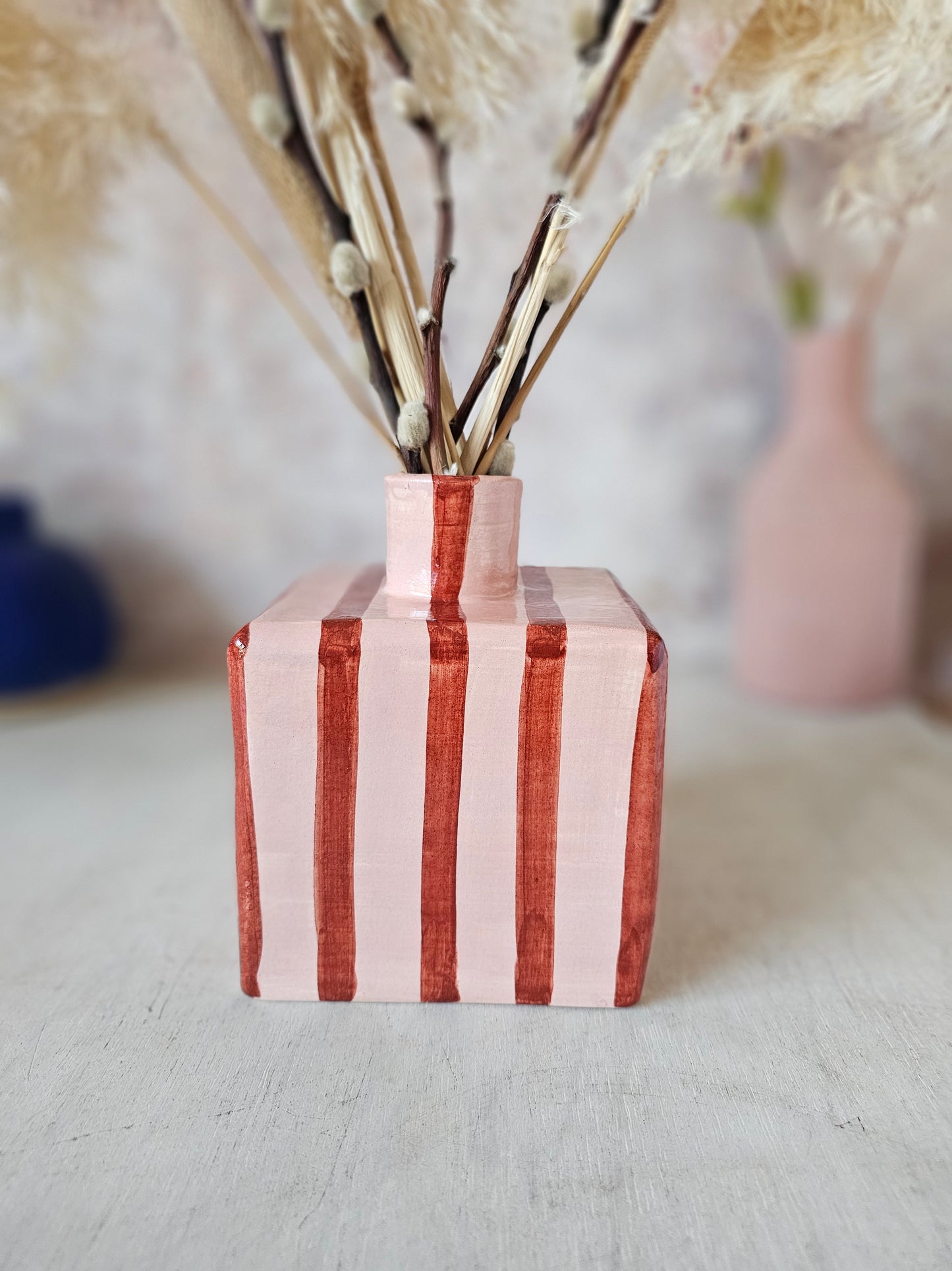 Aunt Fanny's Anti wrinkle cream large bottle Ceramic Vase thin stripe