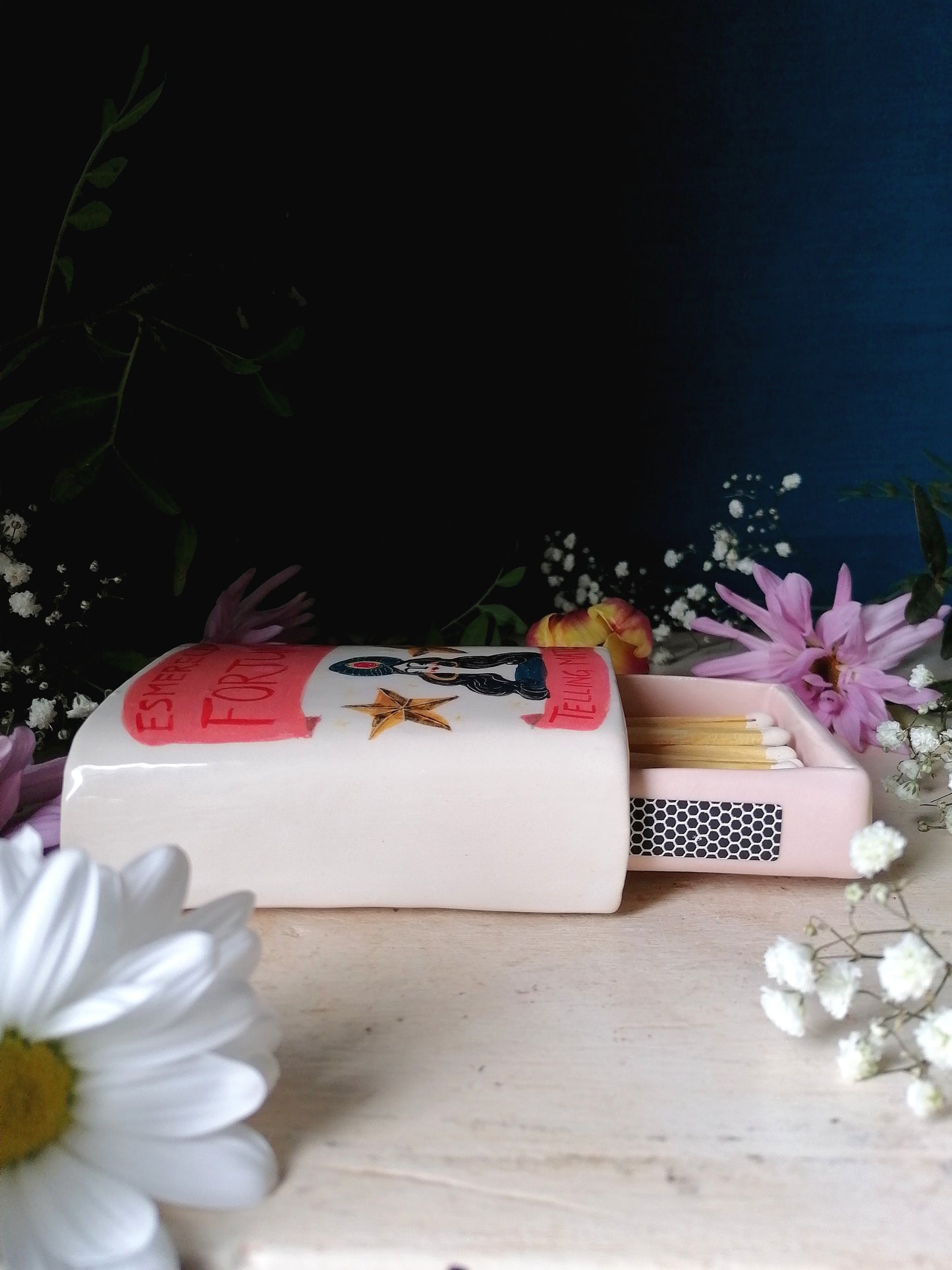 Personalised fortune telling large ceramic matchbox - as featured in Country Living Magazine