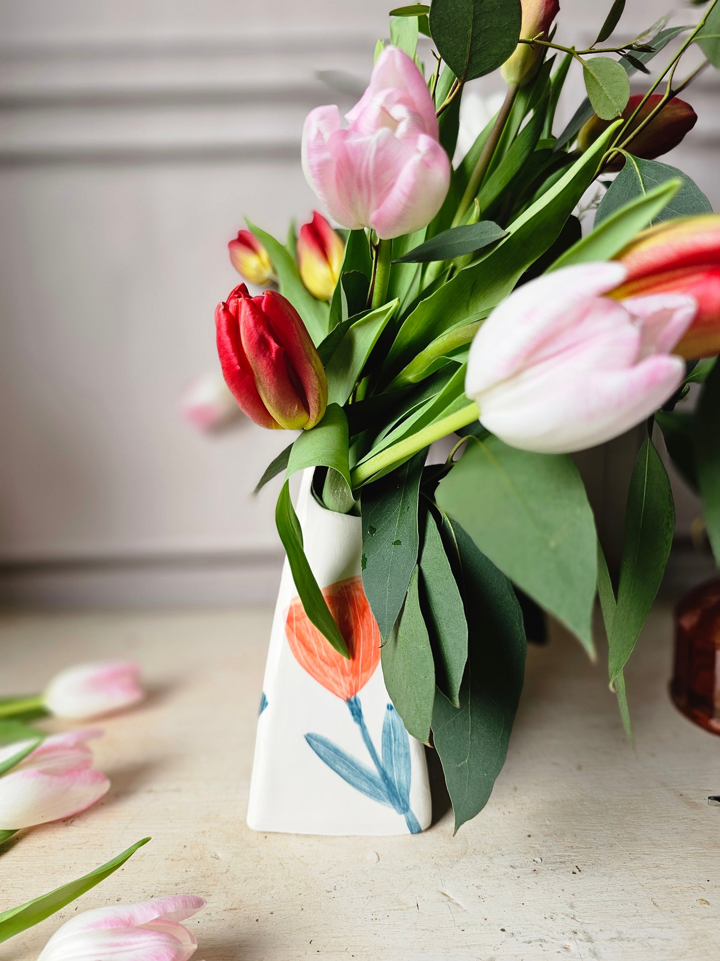 Made to order: Dorothy handmade ceramic large vase red flowers