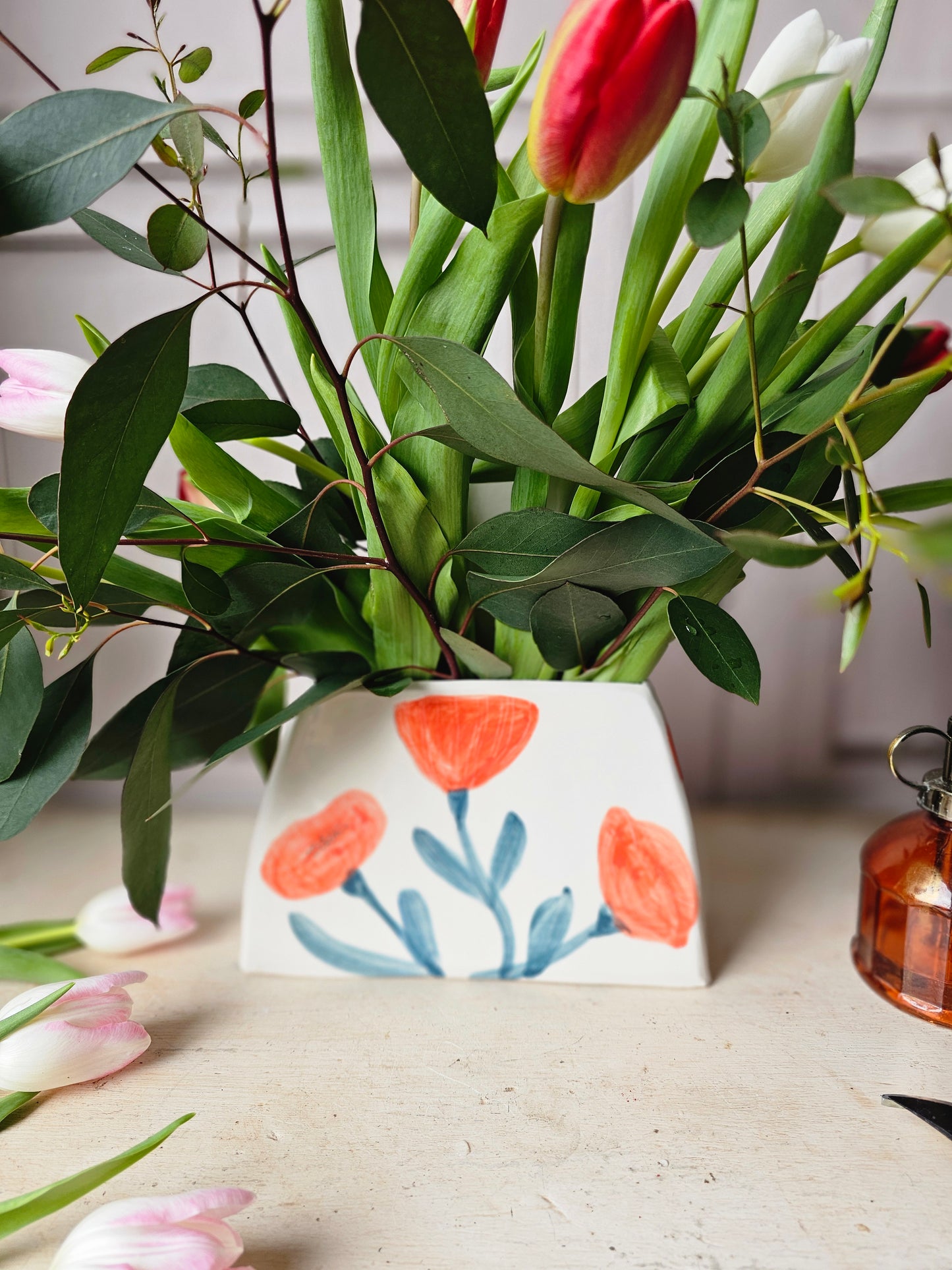 Made to order: Dorothy handmade ceramic large vase red flowers