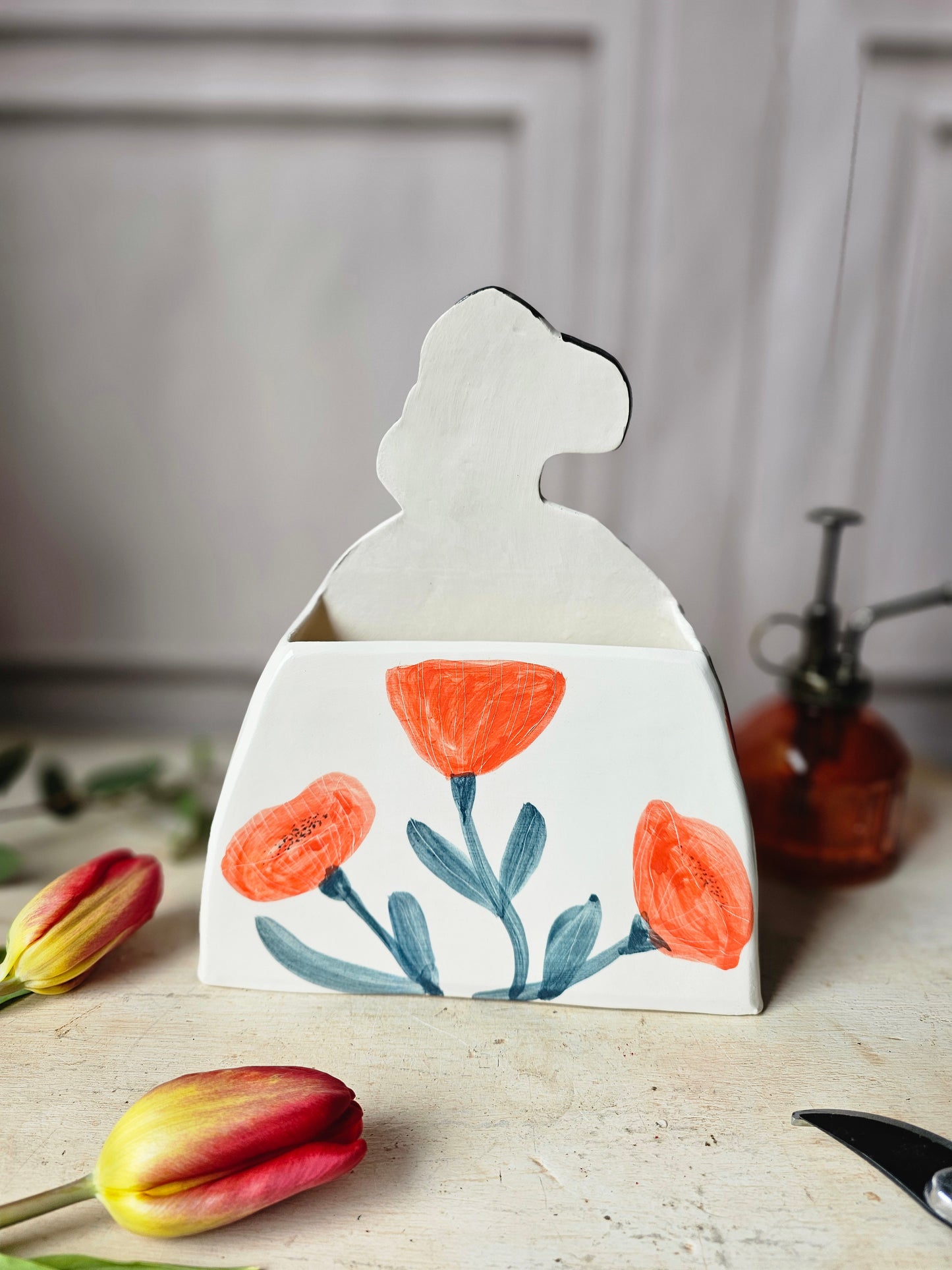 Made to order: Dorothy handmade ceramic large vase red flowers