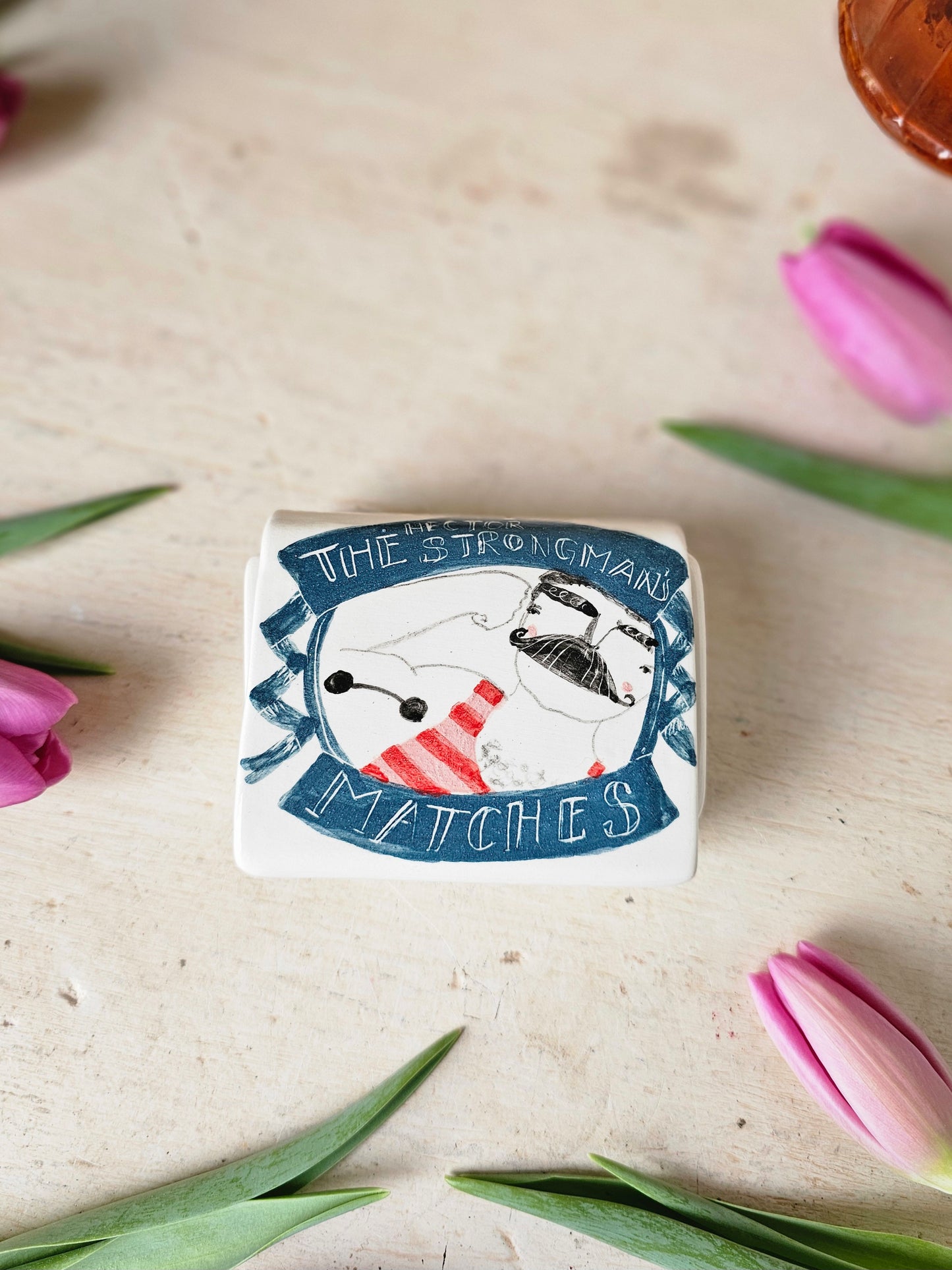 Made to order: Hector the strongman ceramic small matchbox