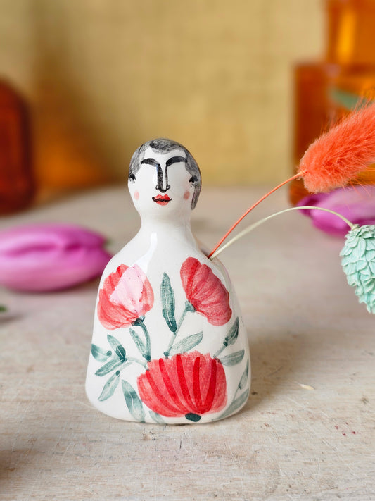 Greta handmade ceramic flower holder poppies