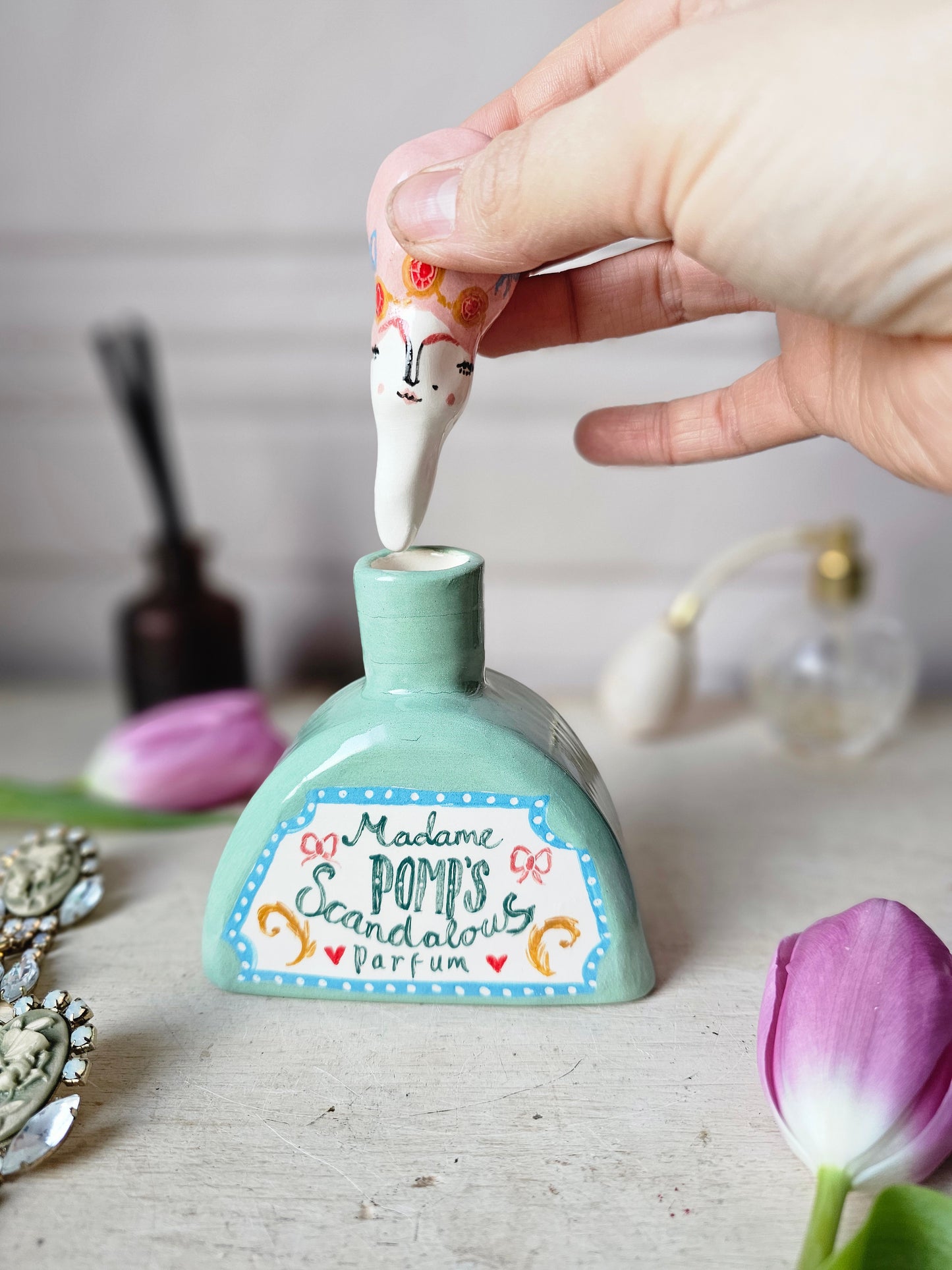 Made to order: Madame Pomp's scadalous parfum ceramic perfume Bottle vase