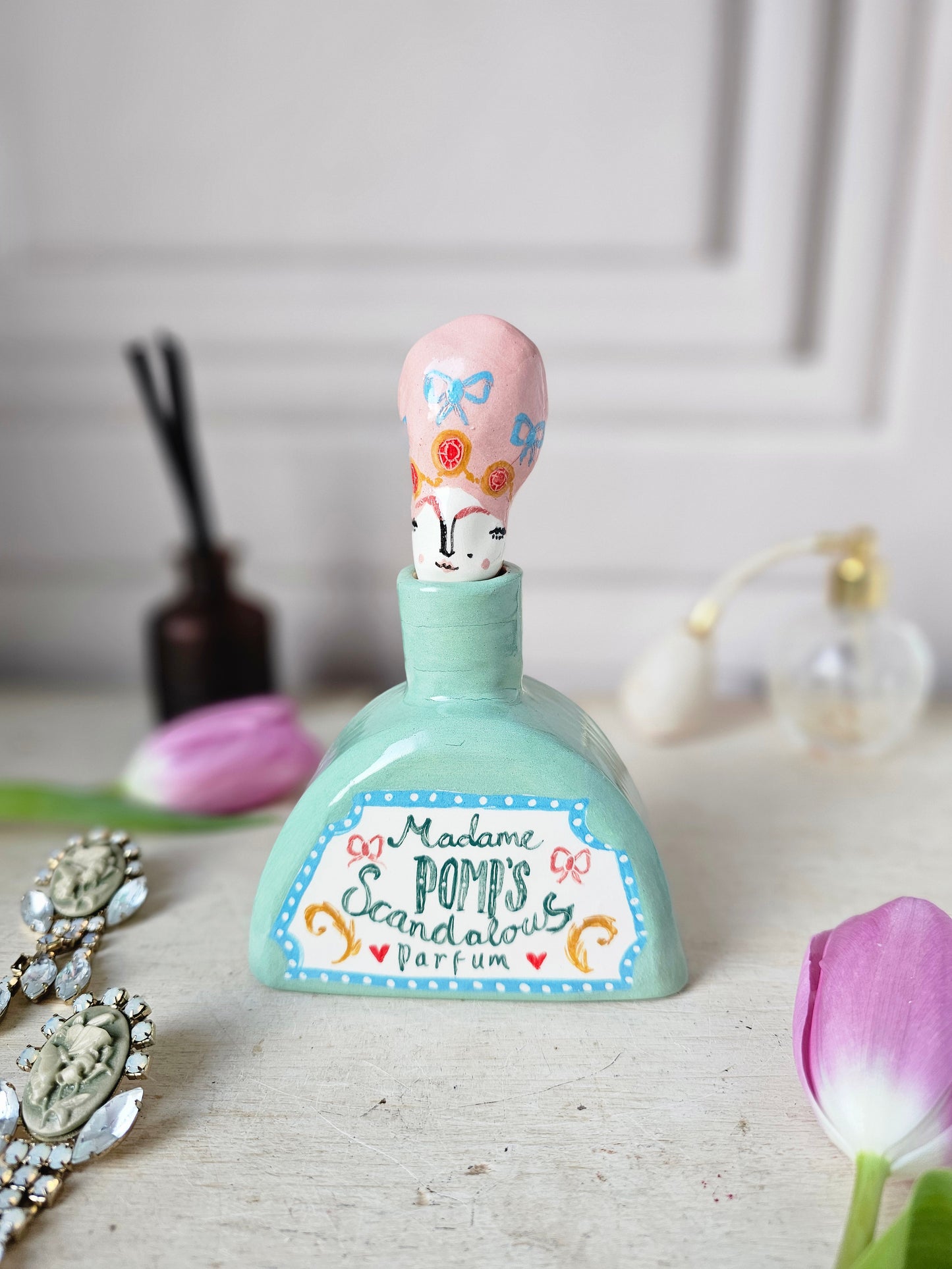 Made to order: Madame Pomp's scadalous parfum ceramic perfume Bottle vase