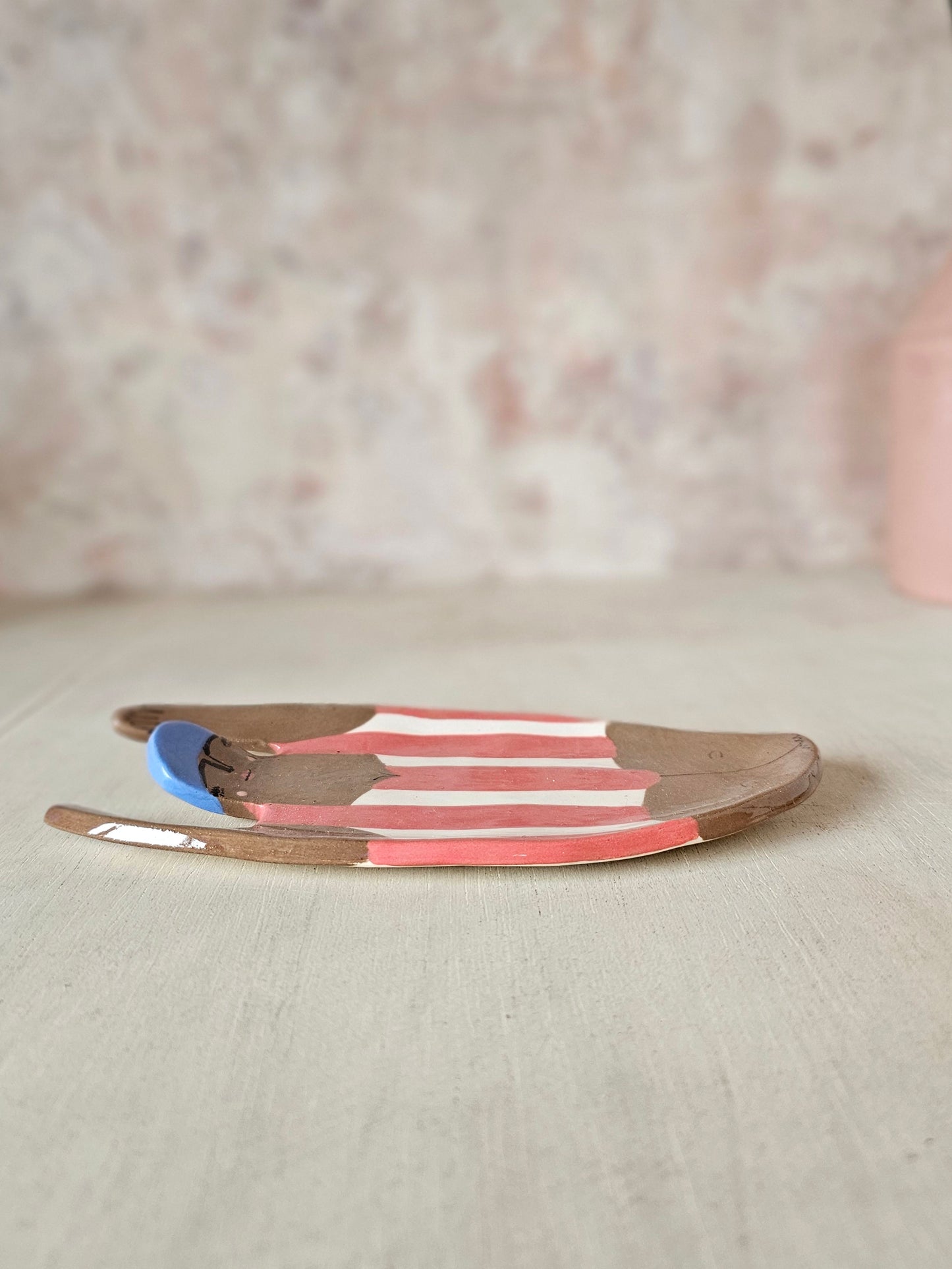 Yolanda the swimmer handmade ceramic dish