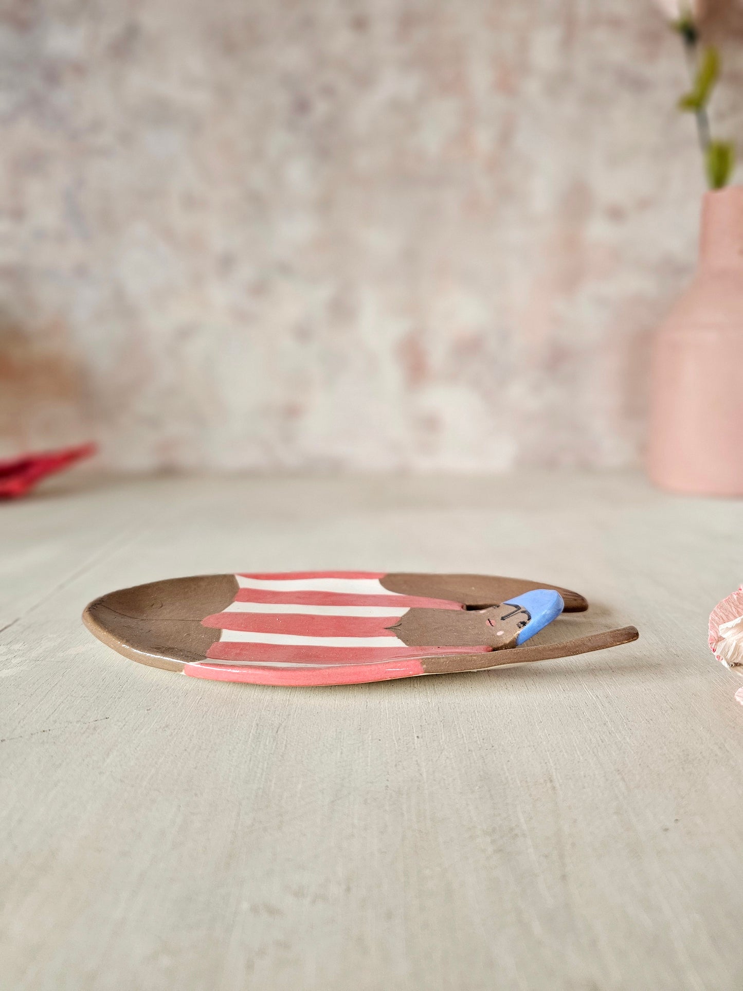 Yolanda the swimmer handmade ceramic dish