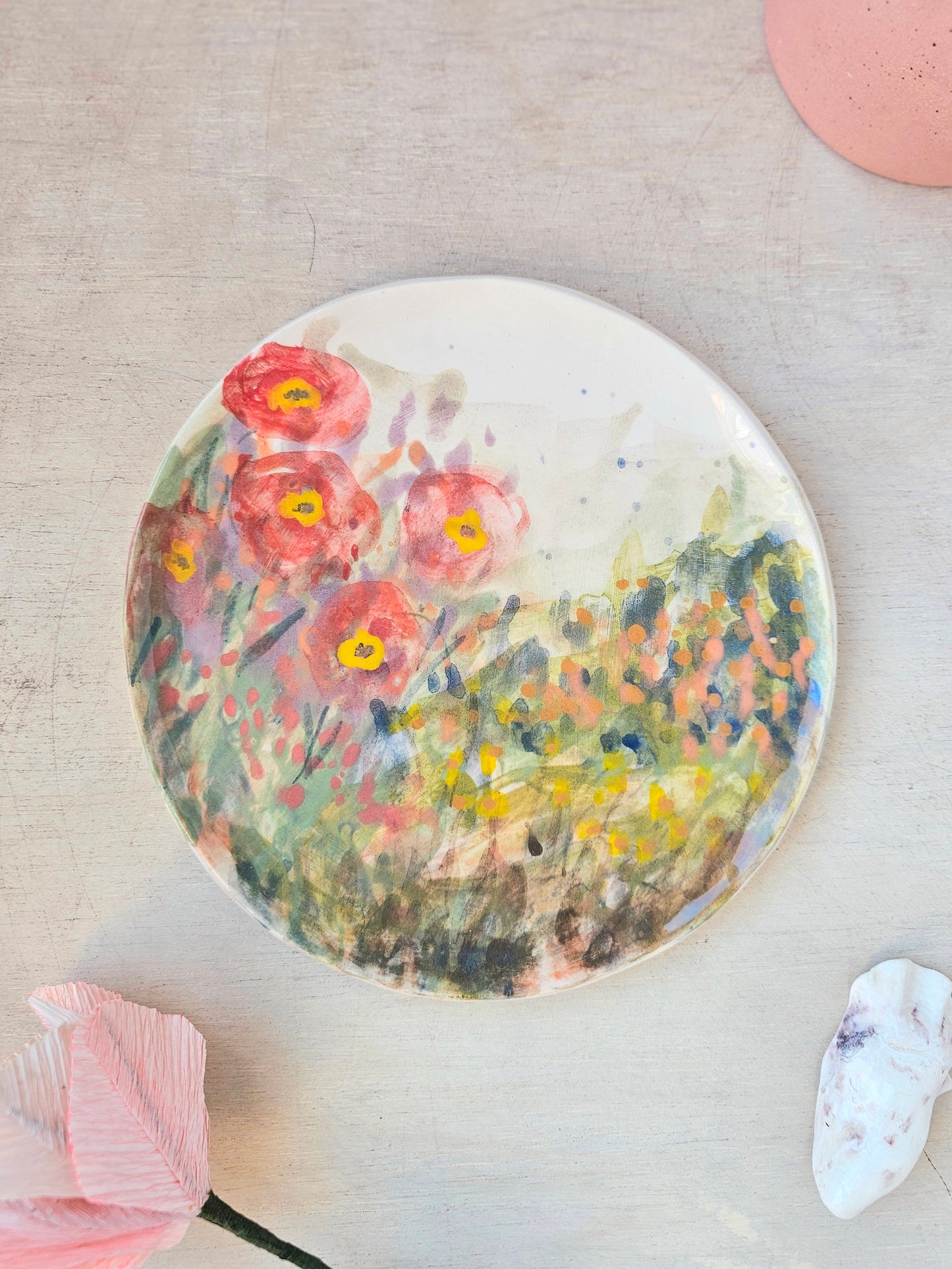 Floral painterly handmade ceramic, side plate