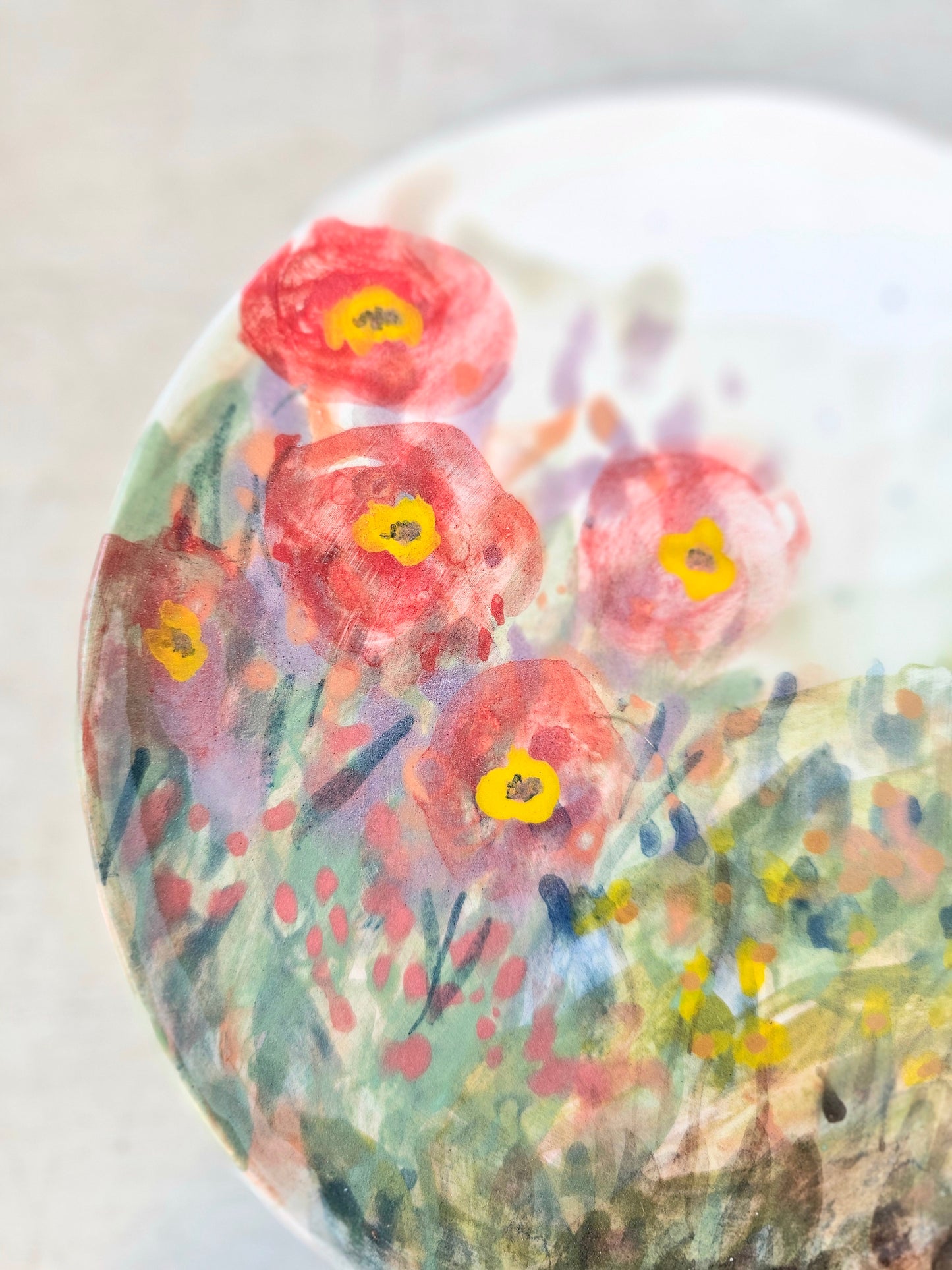 Floral painterly handmade ceramic, side plate