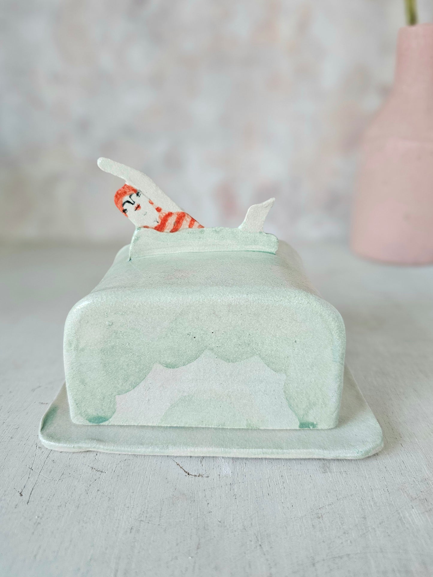 Made to order: Sylvia swimmer handmade ceramic butter dish