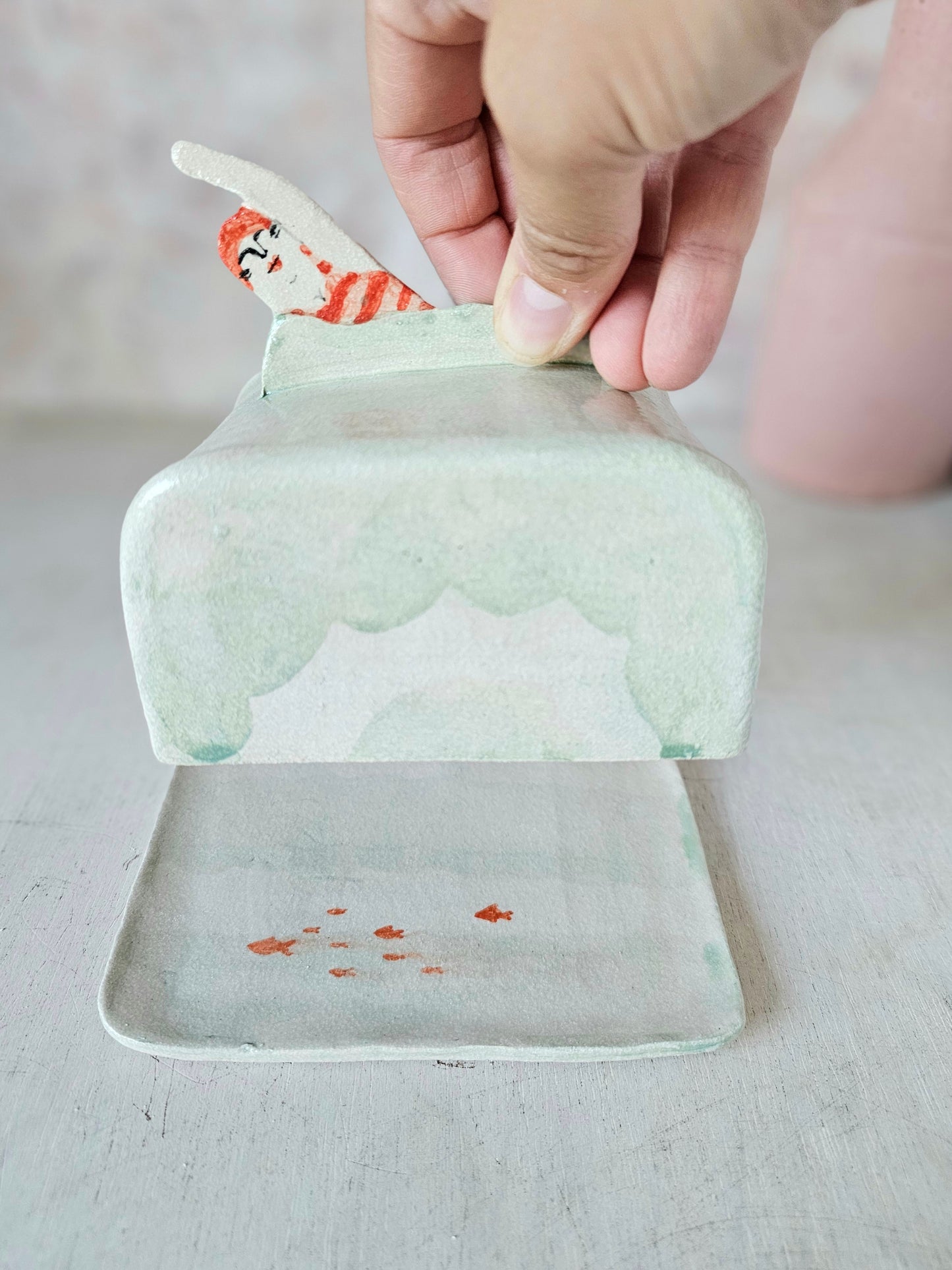 Made to order: Sylvia swimmer handmade ceramic butter dish