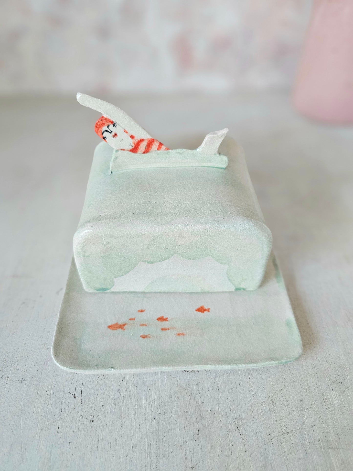 Made to order: Sylvia swimmer handmade ceramic butter dish