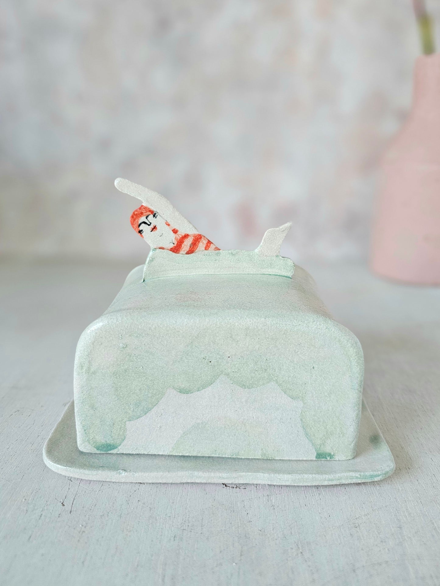 Made to order: Sylvia swimmer handmade ceramic butter dish