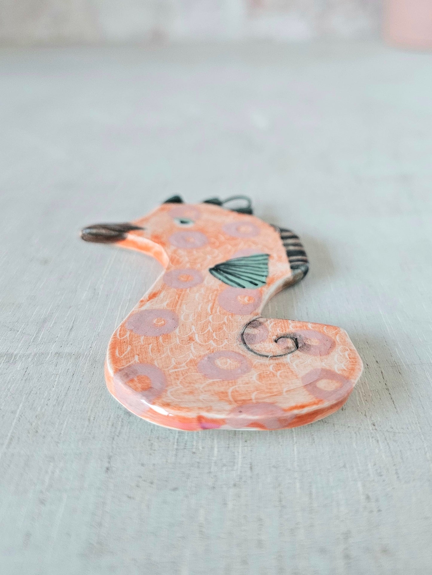 Sally Saltybottom  hand  crafted ceramic Seahorse wall hanging decoration