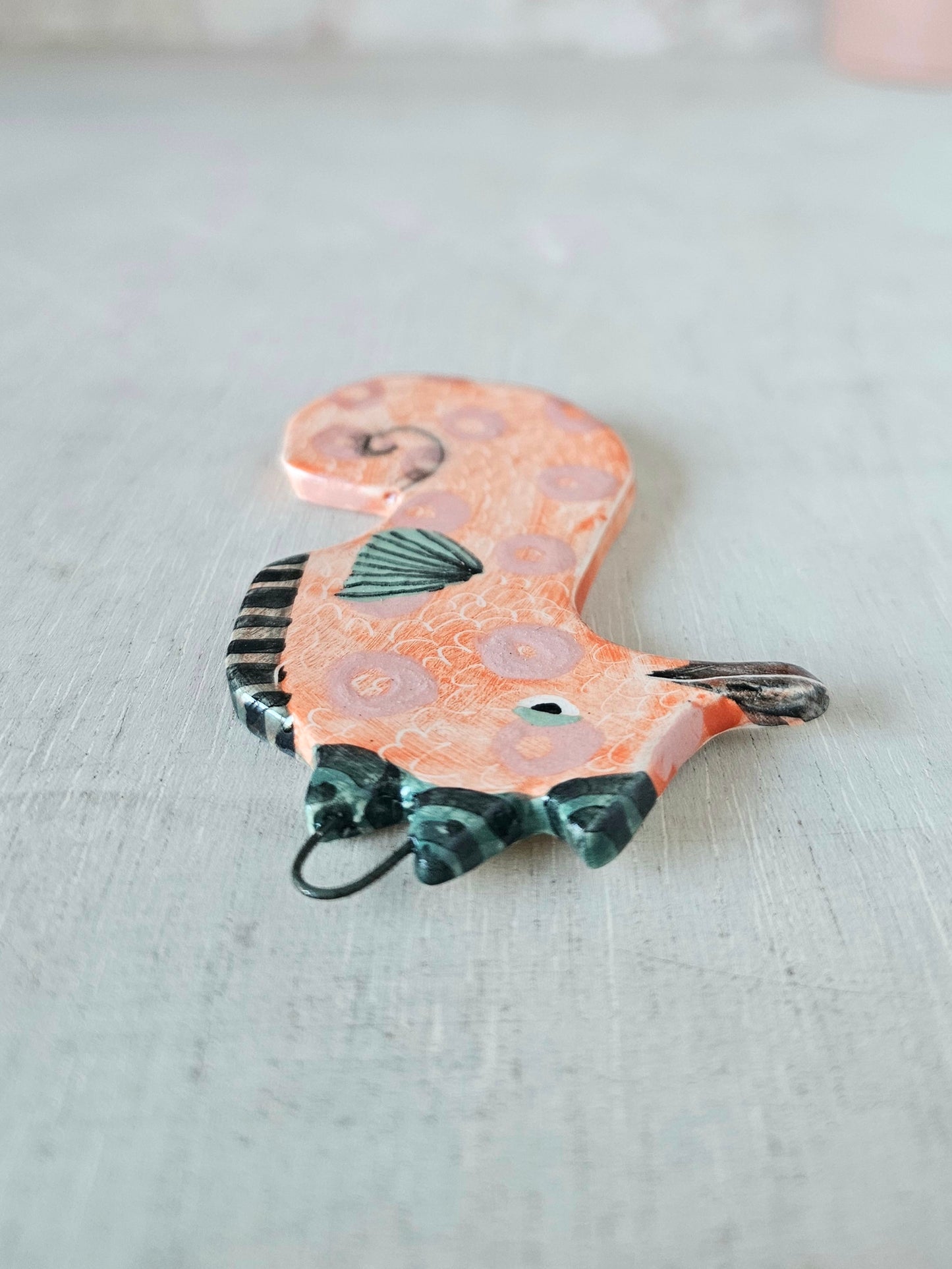 Sally Saltybottom  hand  crafted ceramic Seahorse wall hanging decoration