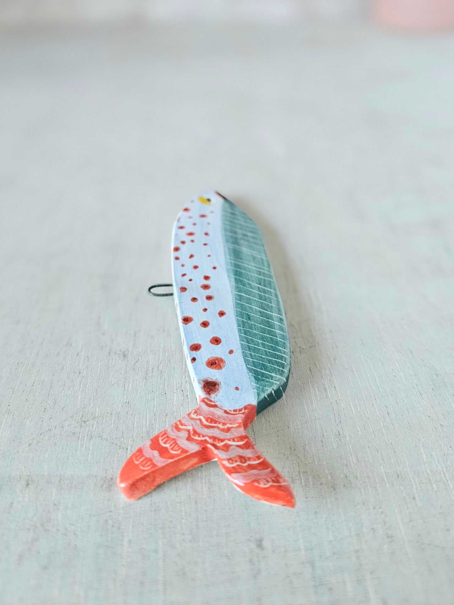 Sheila McTin Sardine ceramic hand painted  wall hanging decoration with spots