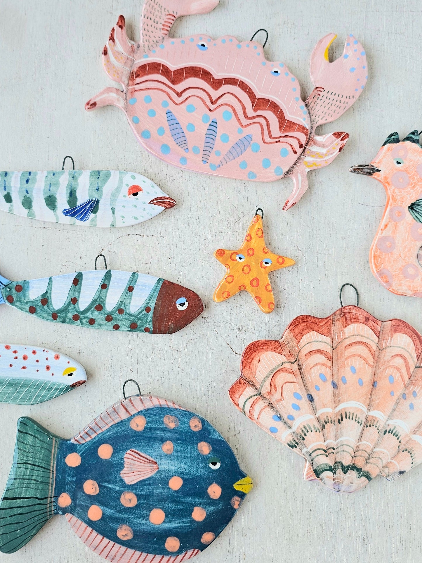 Sally Saltybottom  hand  crafted ceramic Seahorse wall hanging decoration
