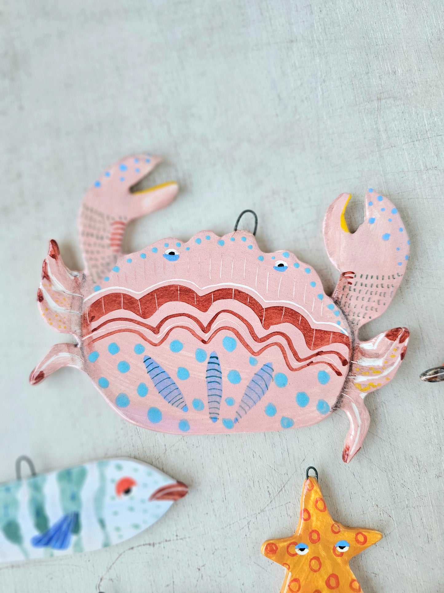 Pre order: Crabby Tonga hand crafted ceramic wall hanging decoration