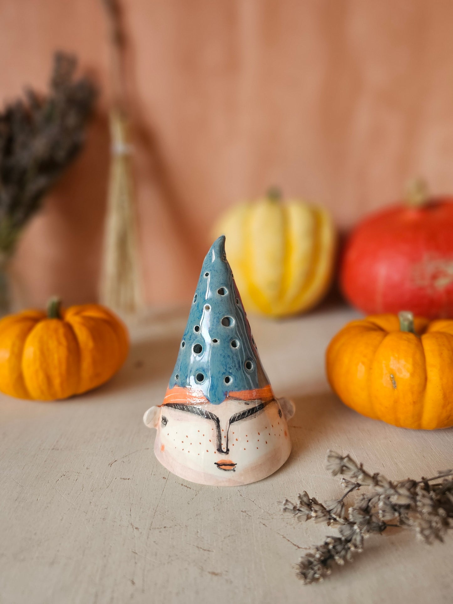 Luna Hex, witch, starlight Halloween  ceramic lantern