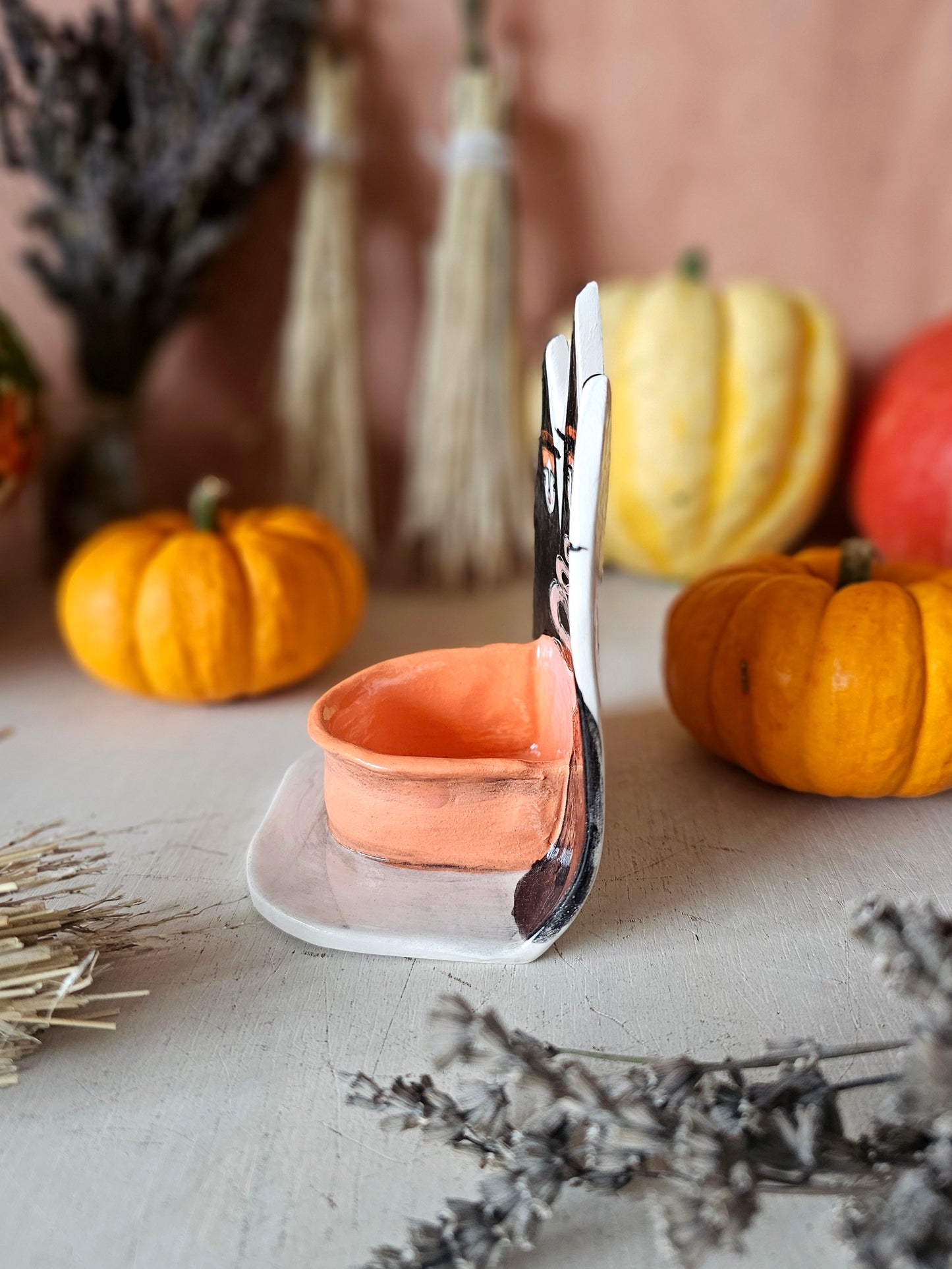 The Hallowed Three  Halloween Witches ceramic candle holder