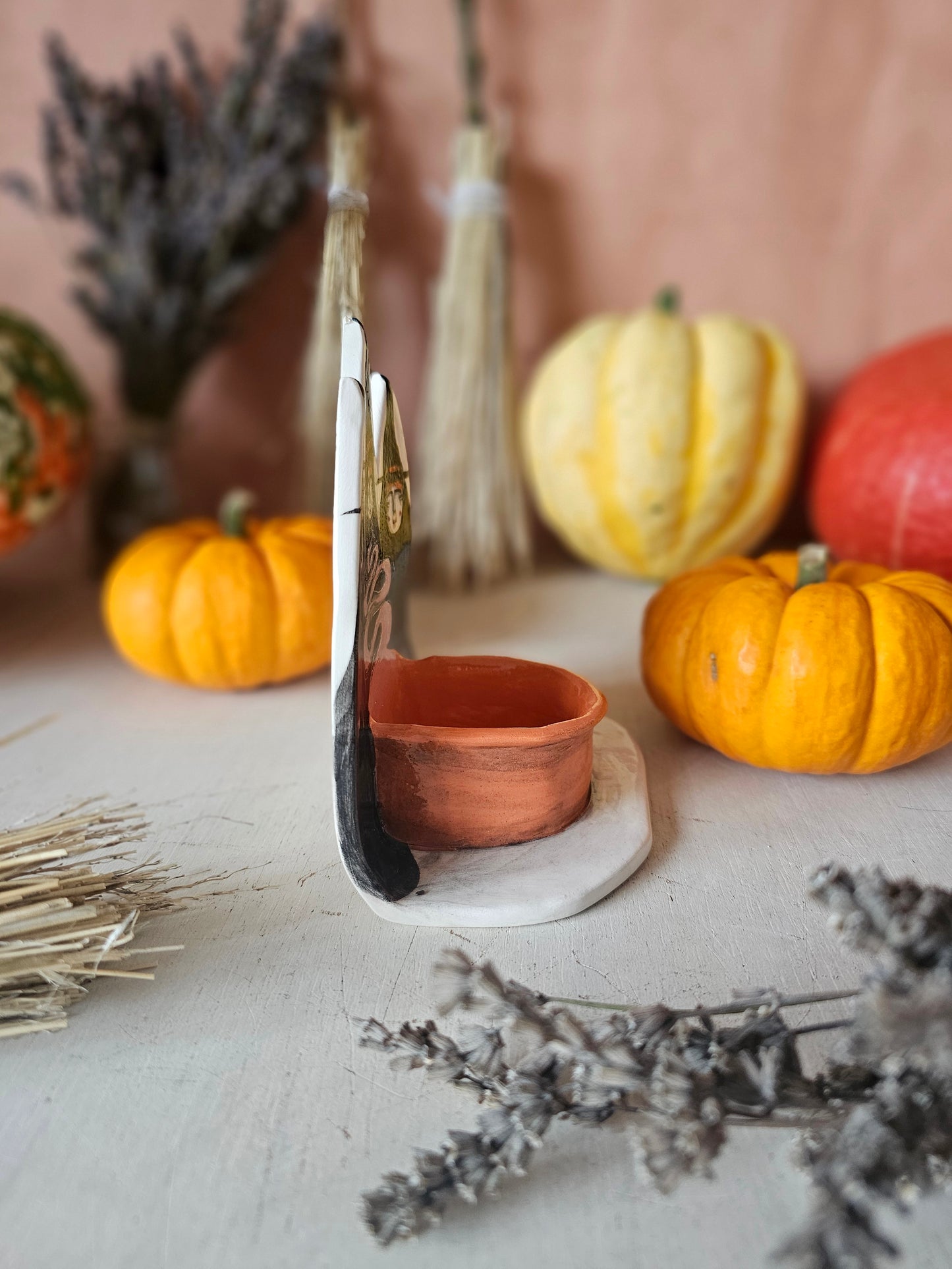 The Hallowed Three  Halloween Witches ceramic candle holder