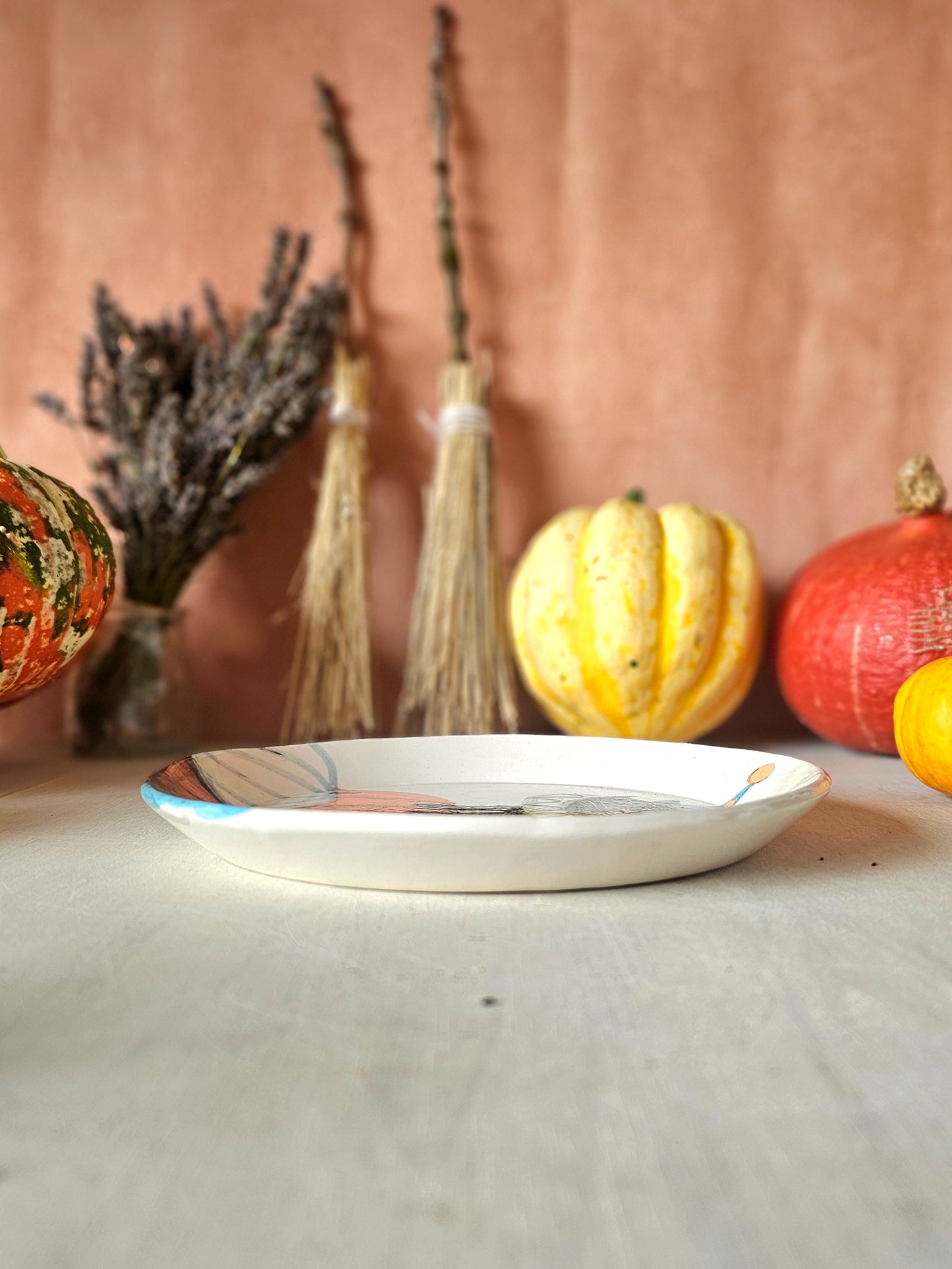 Pawothello the Halloween cat handmade ceramic, decorative plate