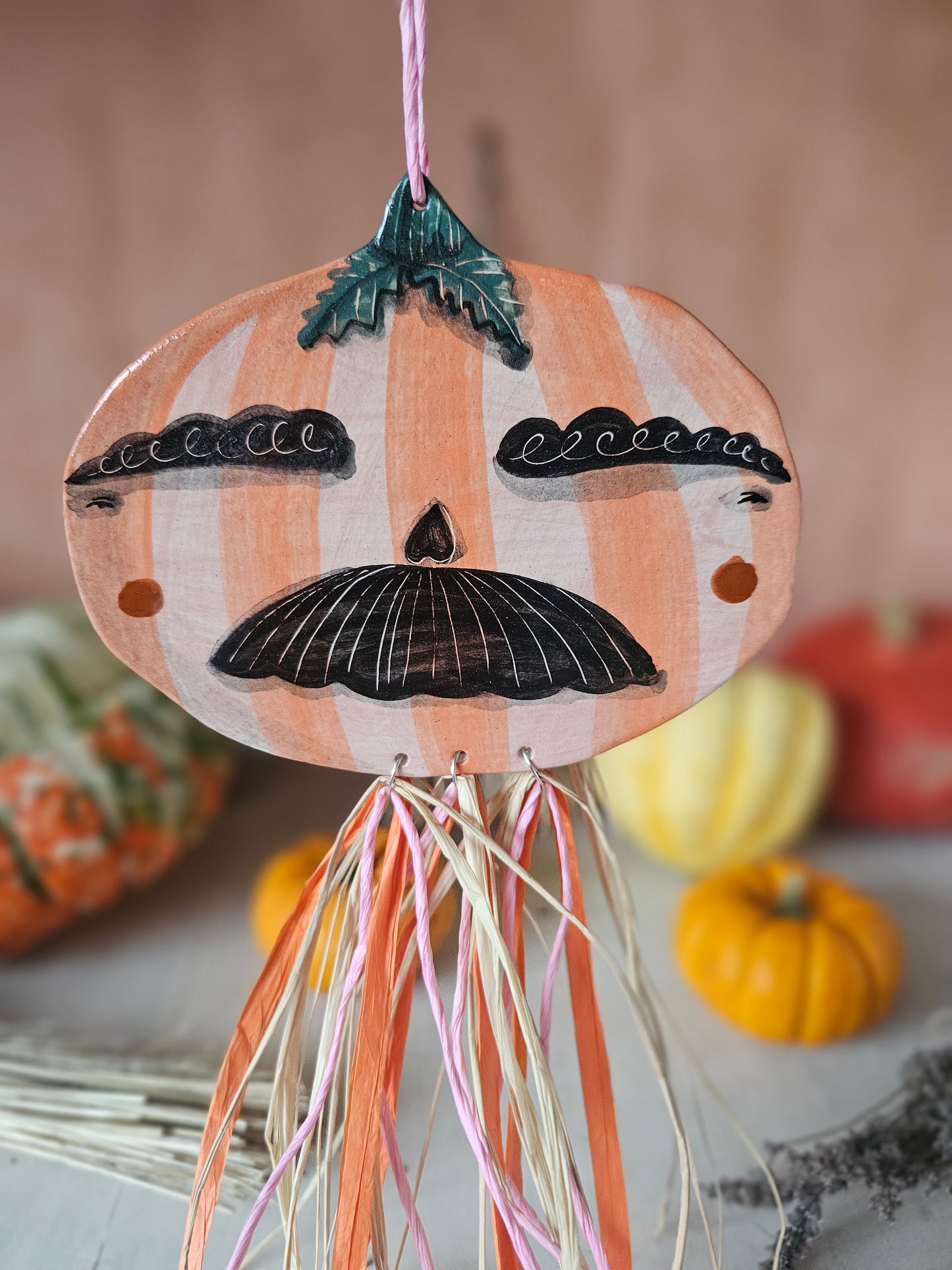 Baron von Tashe – Hanging Ceramic Pumpkin Head - Halloween