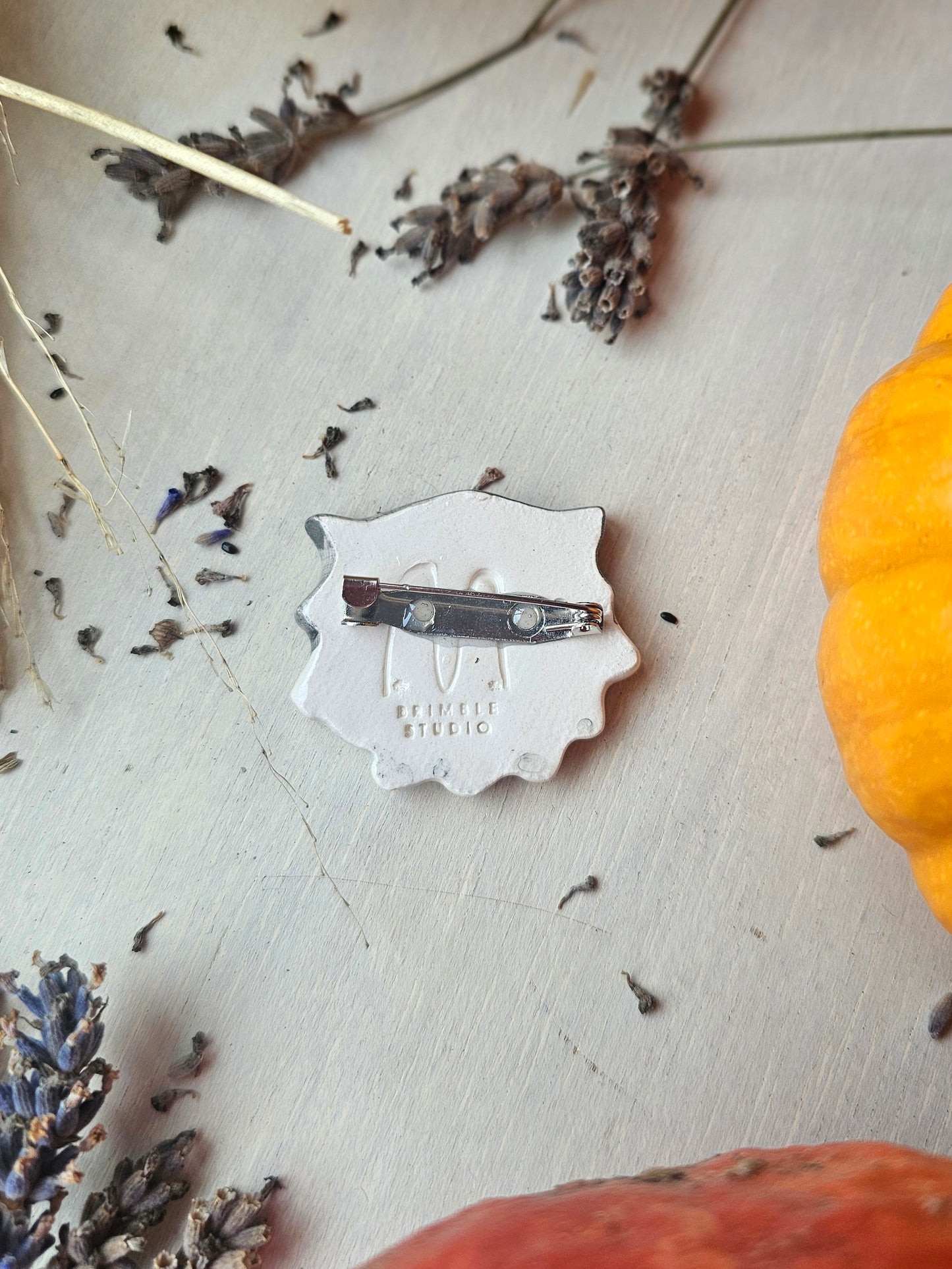 Pawthello, cat Halloween handmade ceramic brooch