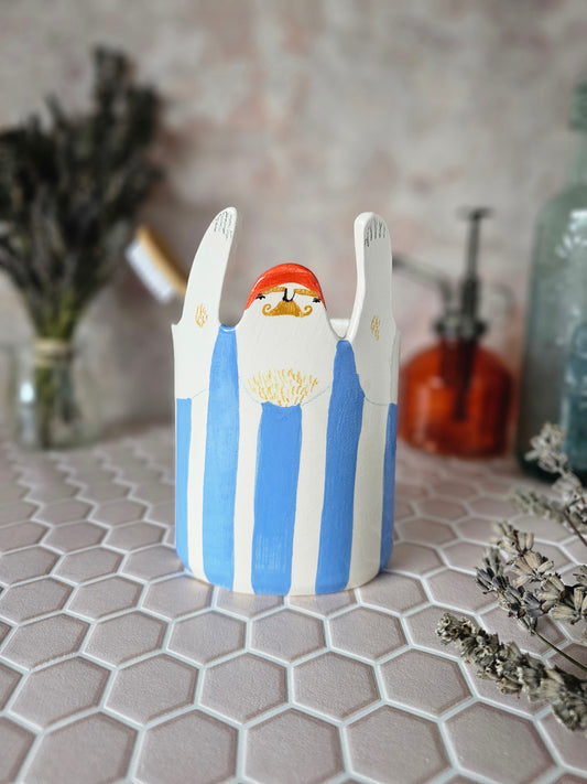 Sid the swimmer handmade ceramic pot toothbrush holder